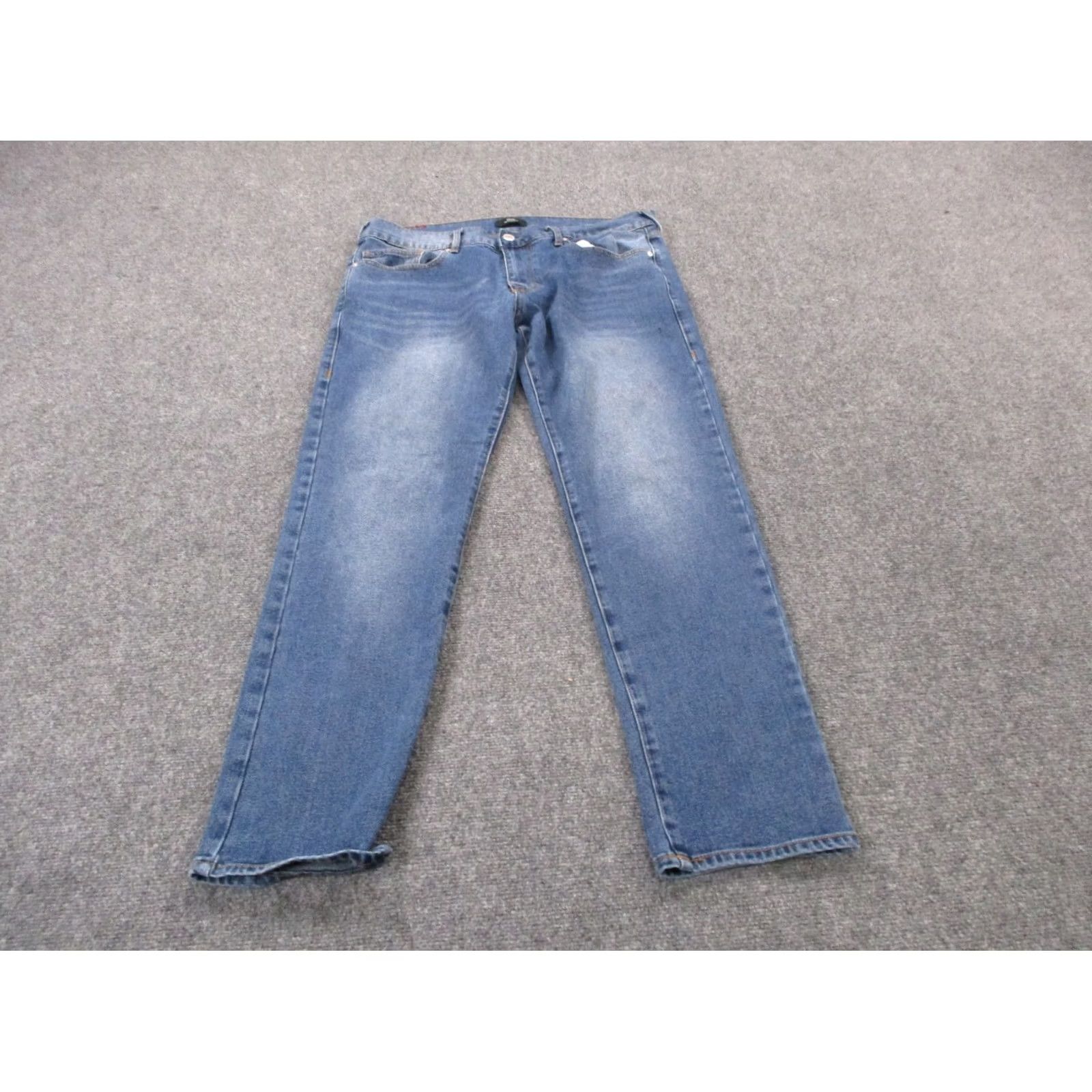 True Religion True Religion Geno Jeans 36 Blue Denim Slim Regular - Mens Jeans, 31 Inseam, Button Zip Closure, Cotton Polyester, Distressed Faded Size US 36 / EU 52 - 2 Thumbnail