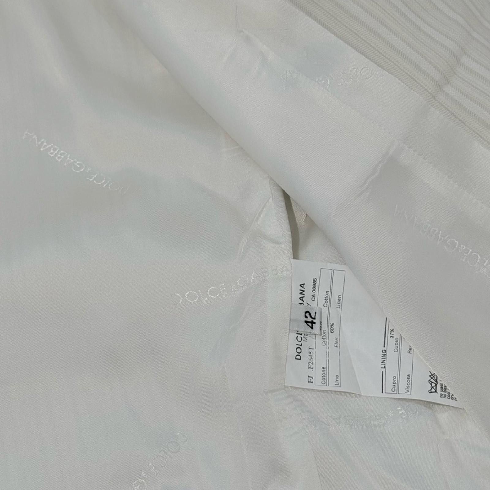 Dolce & Gabbana Dolce & Gabbana Linen & Cotton Cream Striped Pant Suit Size M / US 6-8 / IT 42-44 - 7 Thumbnail