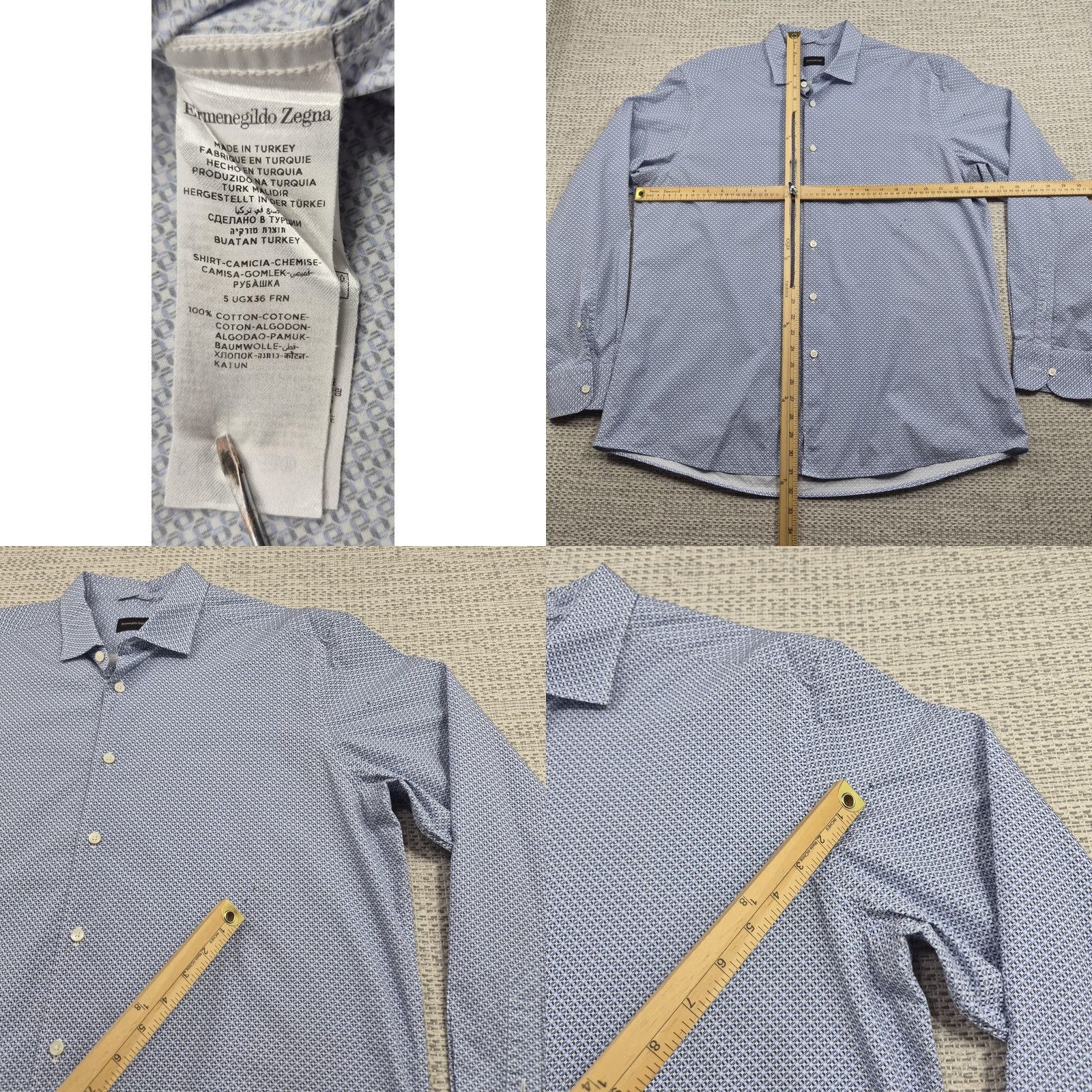 Ermenegildo Zegna VINTAGE Ermenegildo Zegna Button Up Shirt Mens 2XL Blue Geometric Dress Long Sleeve Size 48R - 8 Thumbnail
