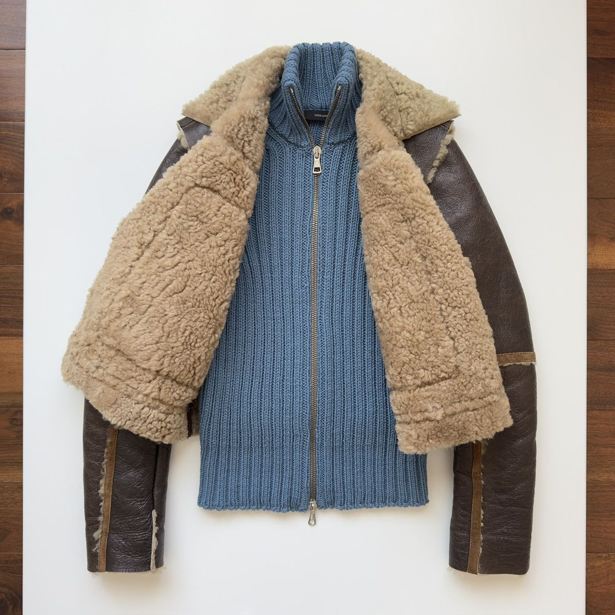 Dsquared2 Dsquared2 F/W 2002 Hybrid Knit & Leather Jacket Size US M / EU 48-50 / 2 - 3 Thumbnail