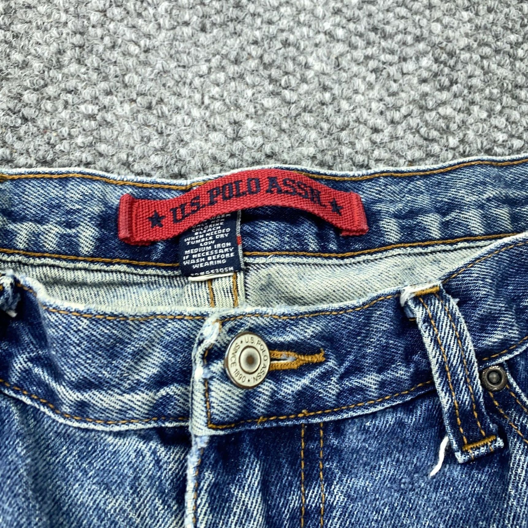 U.S. Polo Assn. US Polo Assn Shorts Mens 33 Blue Denim Carpenter Grunge Distressed Y2K Skate Size US XS / EU 42 / 0 - 4 Thumbnail