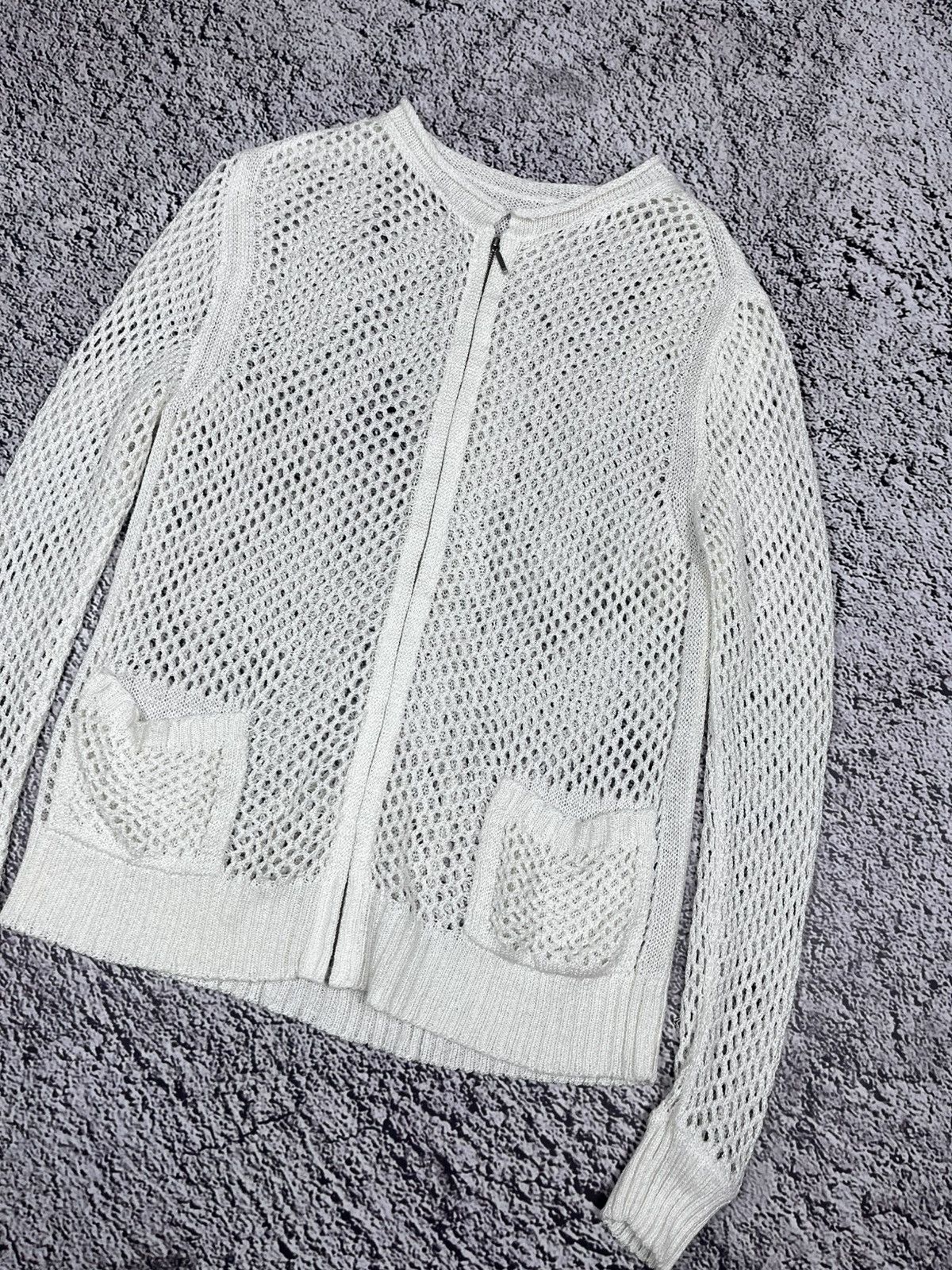 Japanese Brand Vintage Y2K Knit Web Zip AvantGarde Cardigan size M Size M / US 6-8 / IT 42-44 - 3 Thumbnail