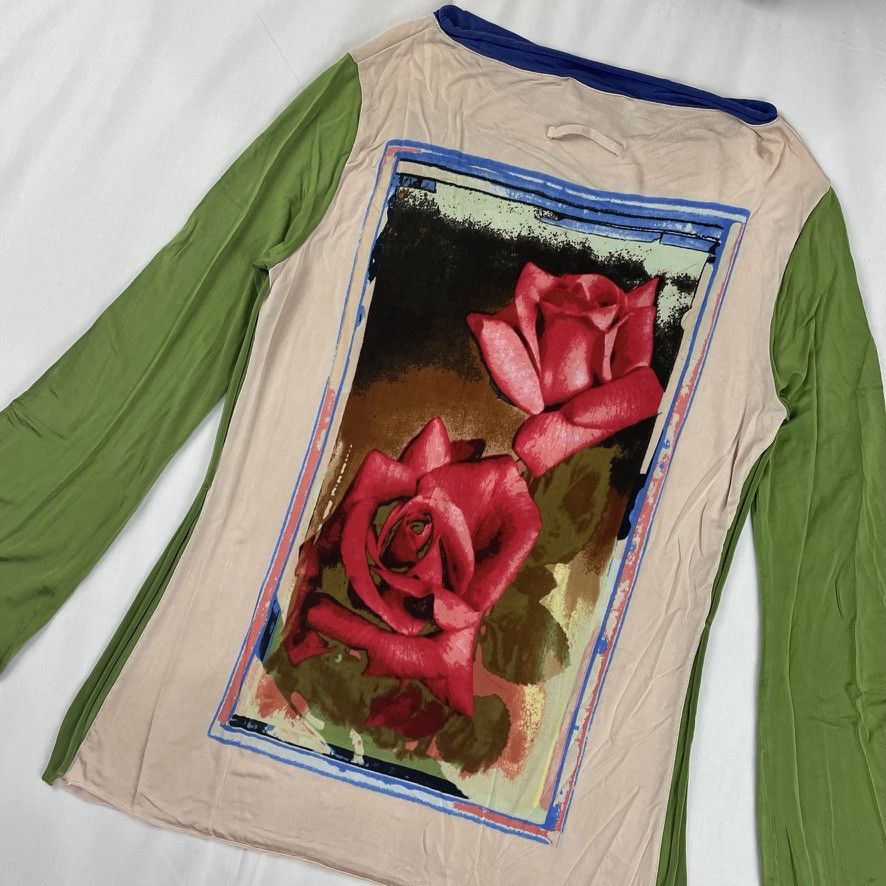 Jean Paul Gaultier 2000s Jean Paul Gaultier Rose Flared Long Sleeve Top Vintage Size XL / US 12-14 / IT 48-50 - 4 Thumbnail