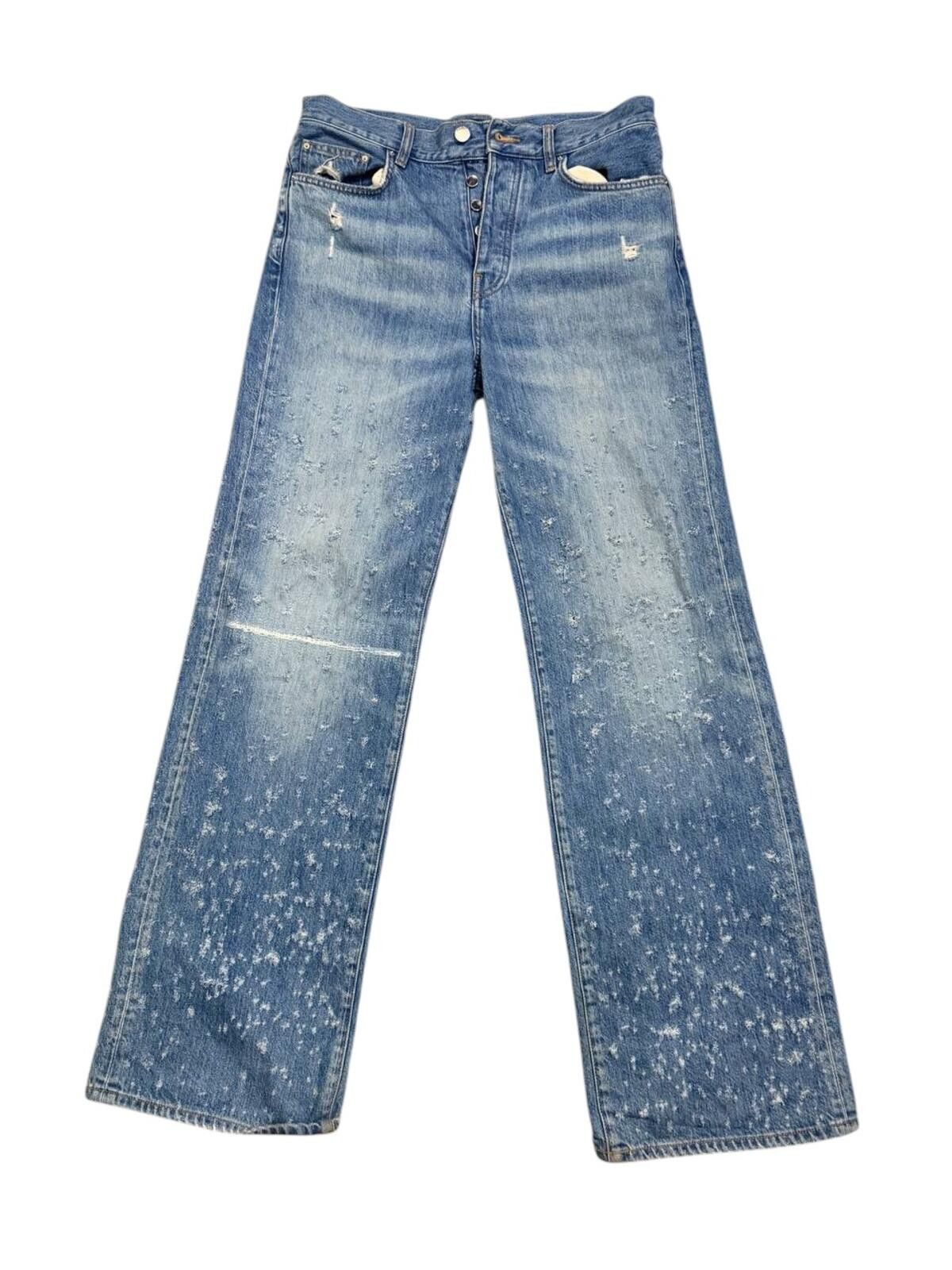 Amiri Amiri Destroyed Shotgun Wide Leg Jean Blue Size 29 Size US 29 - 1 Thumbnail