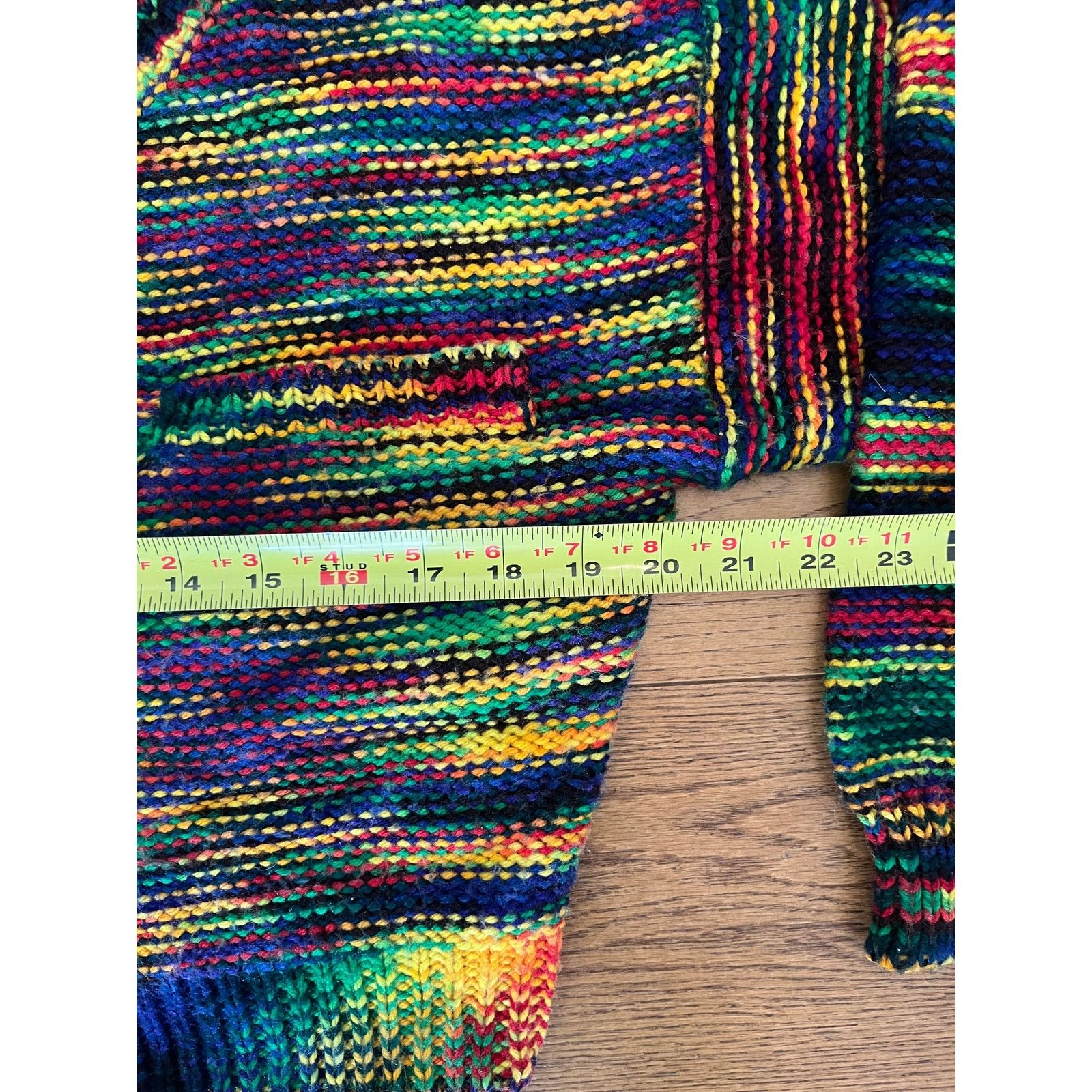 Other Vtg 90s FBE Rainbow Striped Chunky Knit Cardigan Cropped Size M / US 6-8 / IT 42-44 - 7 Thumbnail