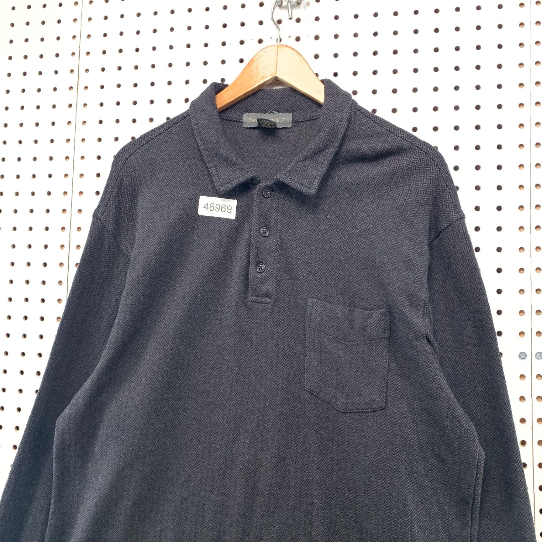 Banana Republic VINTAGE Banana Republic Polo Mens Large Black Herringbone Heavyweight Y2K Size US L / EU 52-54 / 3 - 6 Thumbnail