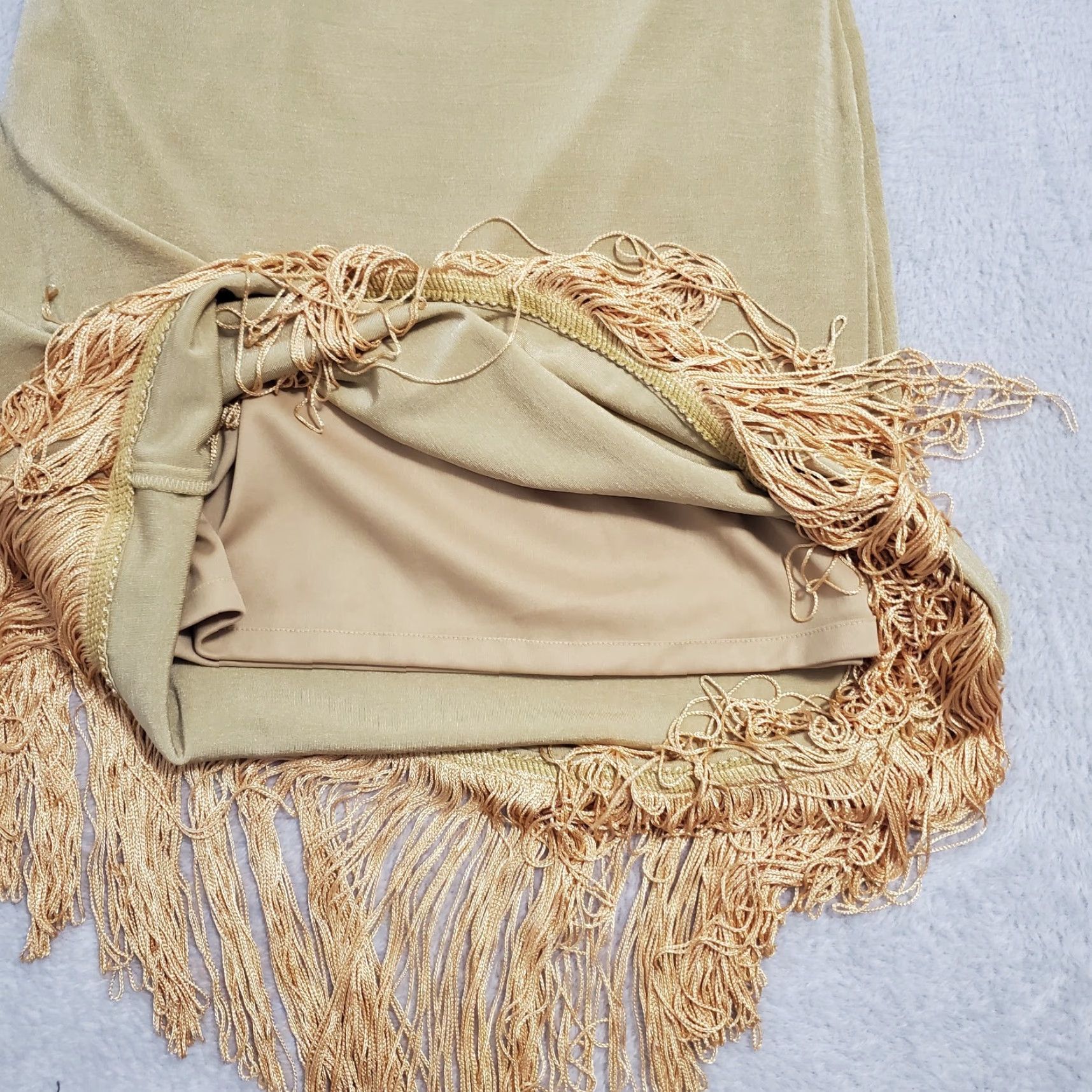 Vintage TOGETHER Dress Women M Gold Sleeveless Fringe Hem Lined Stretchy Gatsby Flapper Dress Size M / US 6-8 / IT 42-44 - 5 Thumbnail