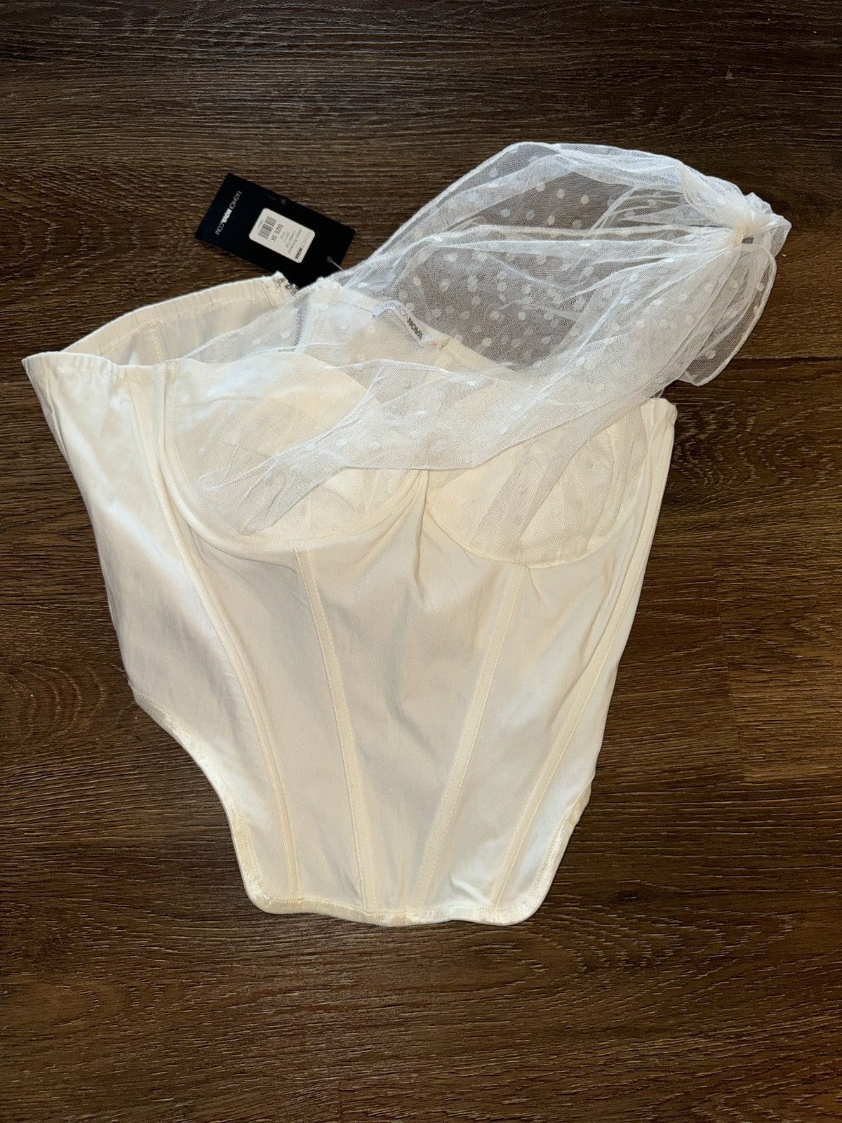Other White corset top with polka dot mesh overlay Size 3XL / US 20-22 - 1 Thumbnail