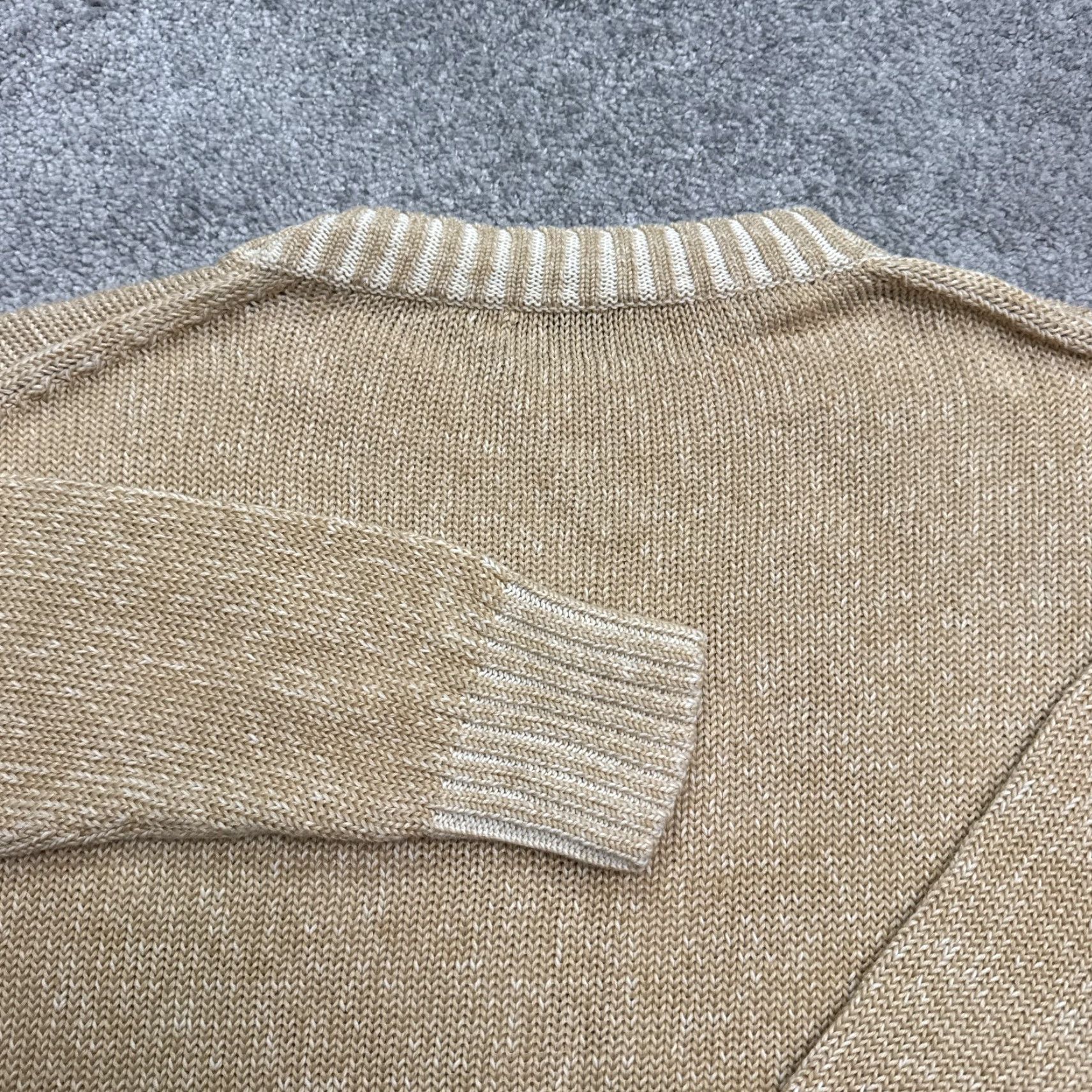 J.Crew J.Crew Pullover Sweater Womens XS Tan Beige Marled Crew Neck Knit Stretch - Classic Casual Knitwear XS Beige Womens Size XS / US 0-2 / IT 36-38 - 4 Thumbnail
