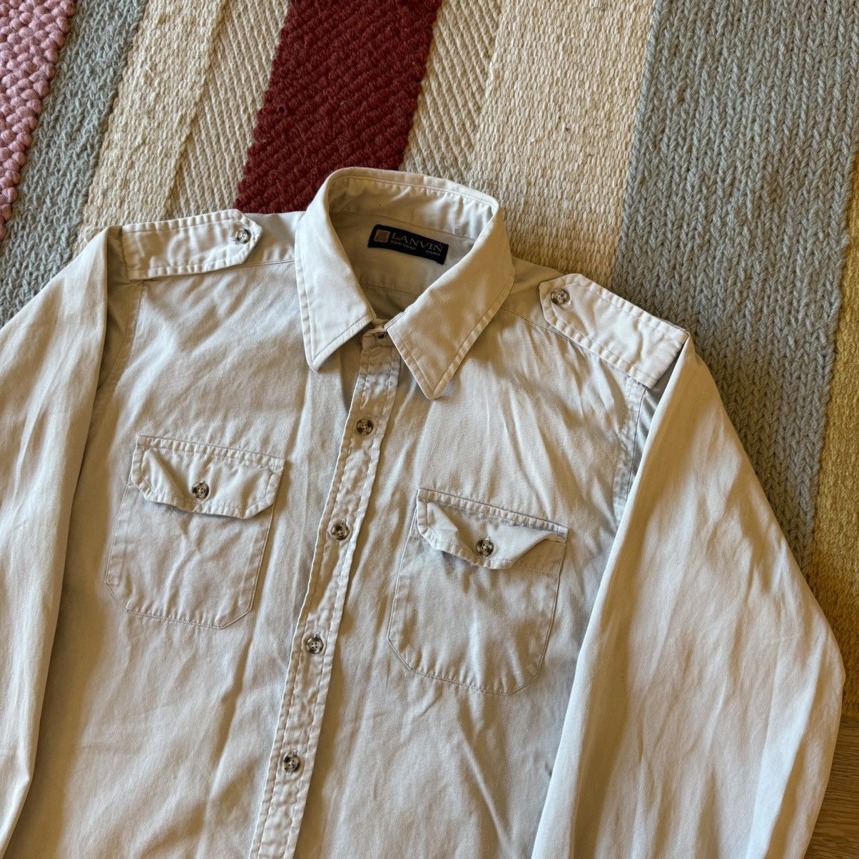 Lanvin Vintage Lanvin Cotton Military Button Up Shirt Medium Size US M / EU 48-50 / 2 - 2 Thumbnail