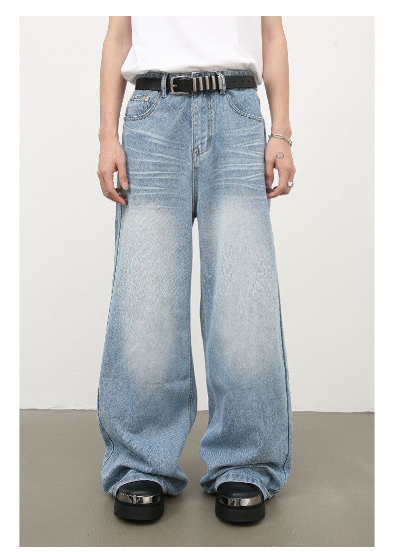 Japanese Brand × Jean Distressed washed straight loose wide leg jeans for men Size US 32 / EU 48 - 1 Thumbnail