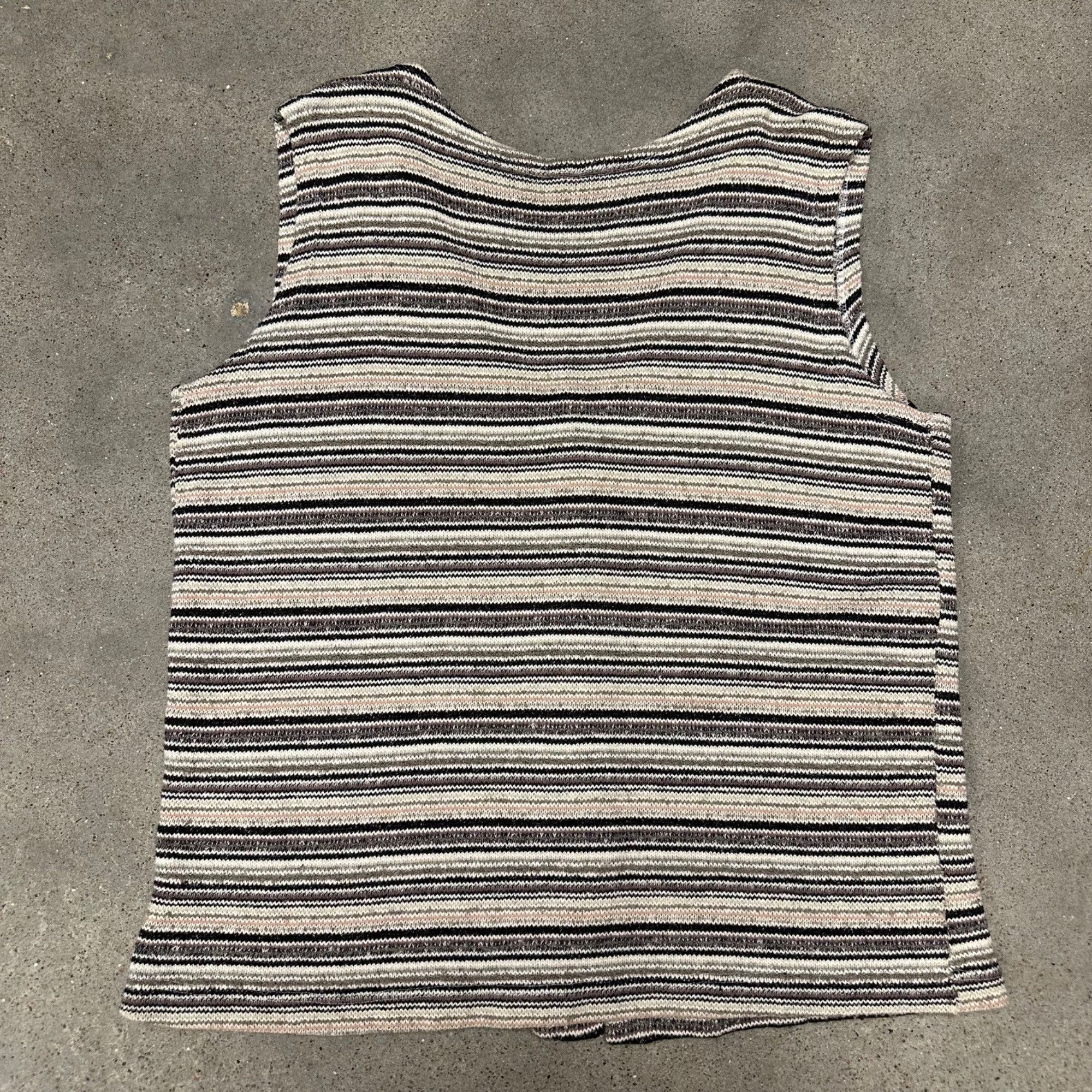 Vintage Vintage Unique Knit Striped Patterned Button Up Sweater Vest Size US L / EU 52-54 / 3 - 2 Thumbnail