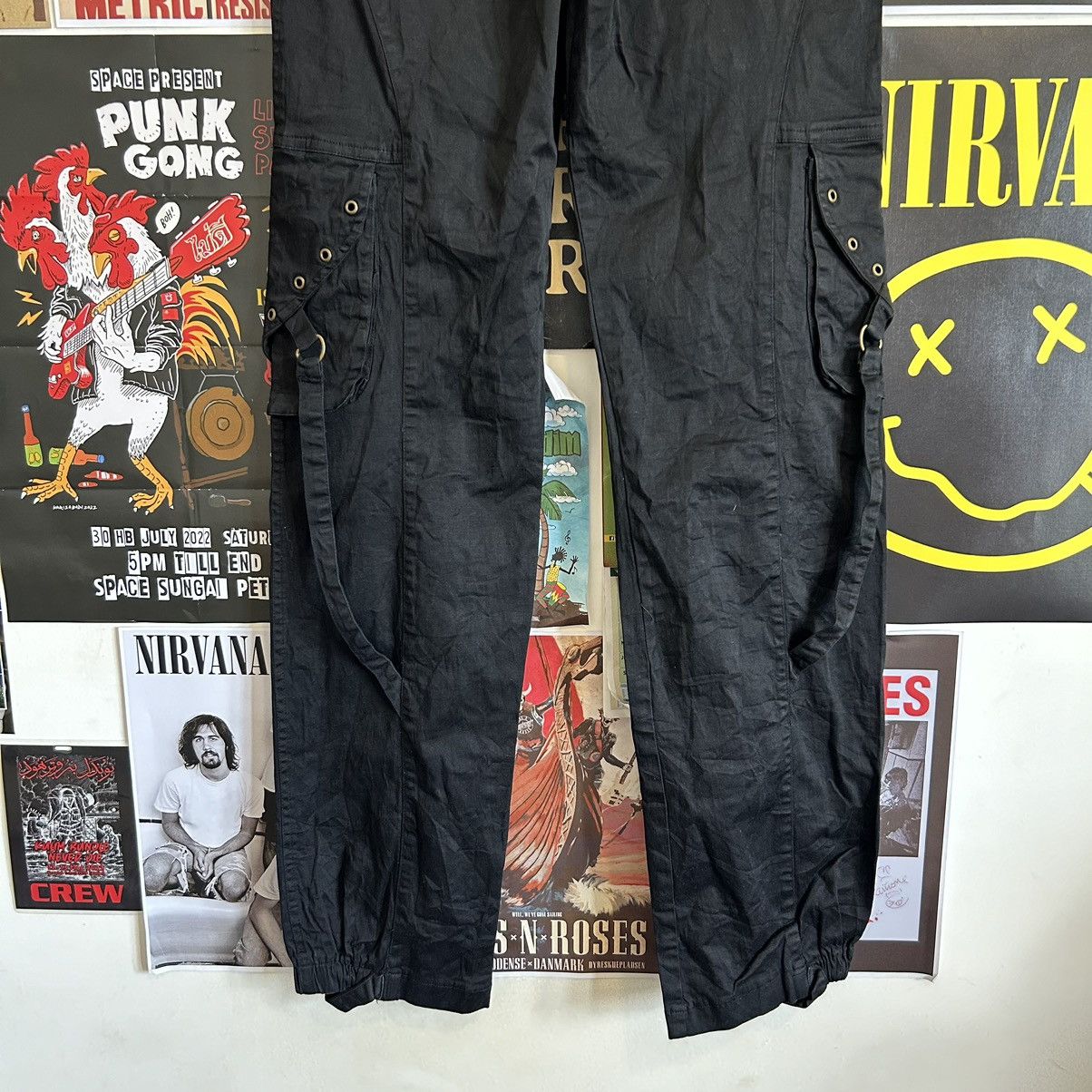 Vintage Vintage E.S.L Punk Rave Goth Stretchable Pants Size US 29 - 11 Thumbnail