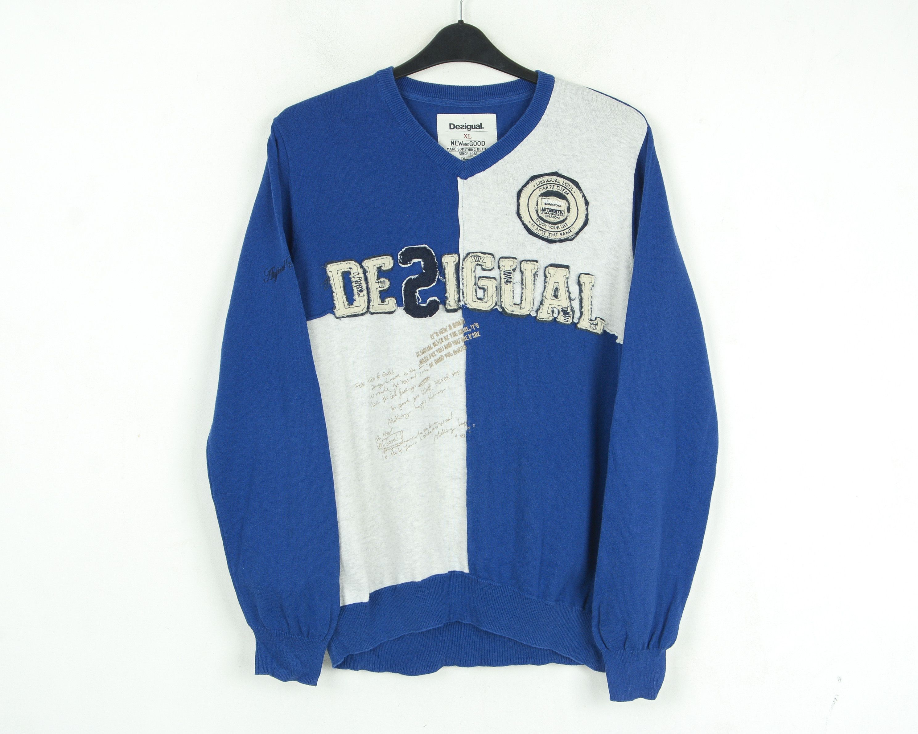 Desigual XL V-Neck Sweater Casual Pullover Jumper Top Size US XL / EU 56 / 4 - 1 Thumbnail