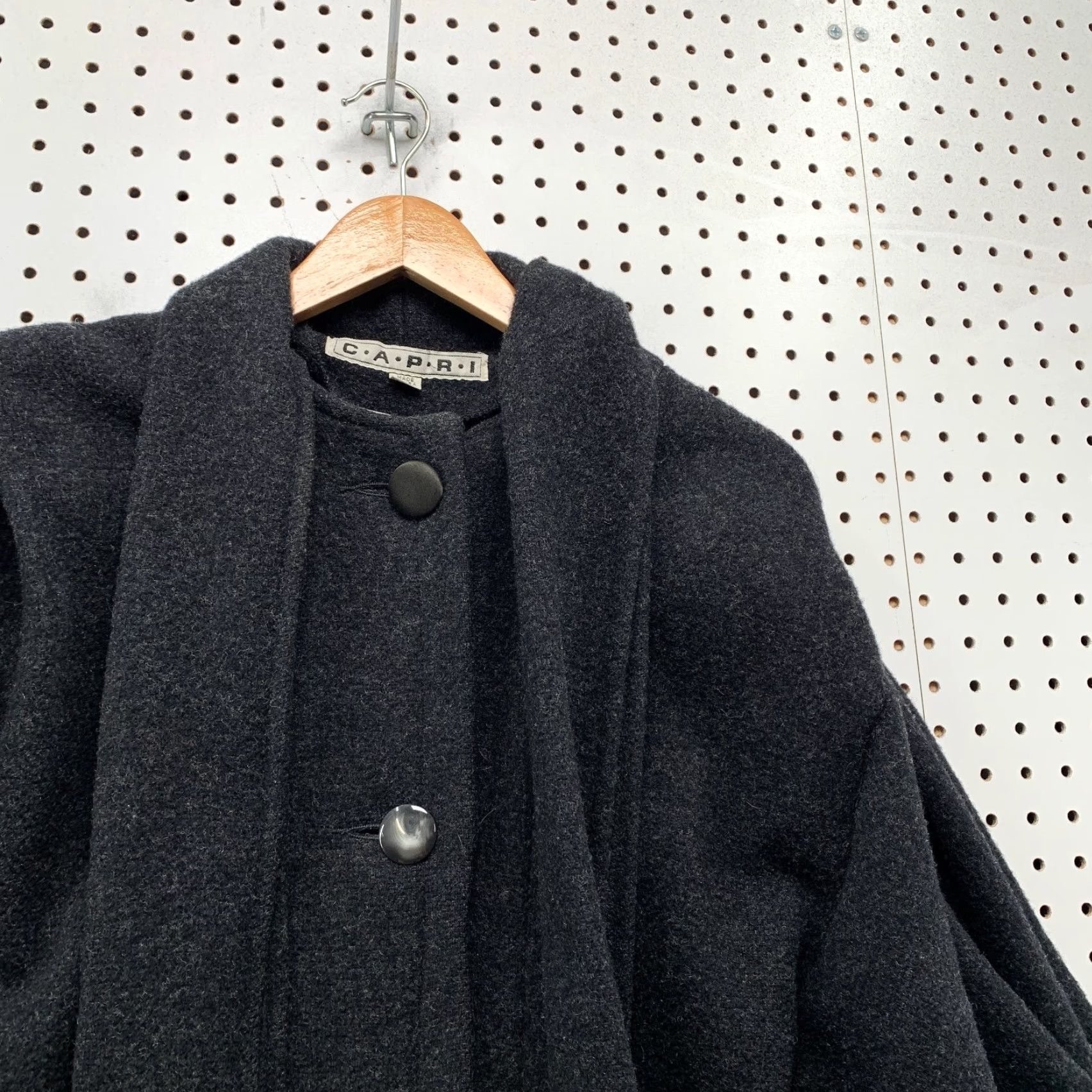 Vintage VINTAGE Capri Wool Cape Coat Womens M Charcoal Fox Tail Overcoat Wool Cape Coat Size M / US 6-8 / IT 42-44 - 6 Thumbnail