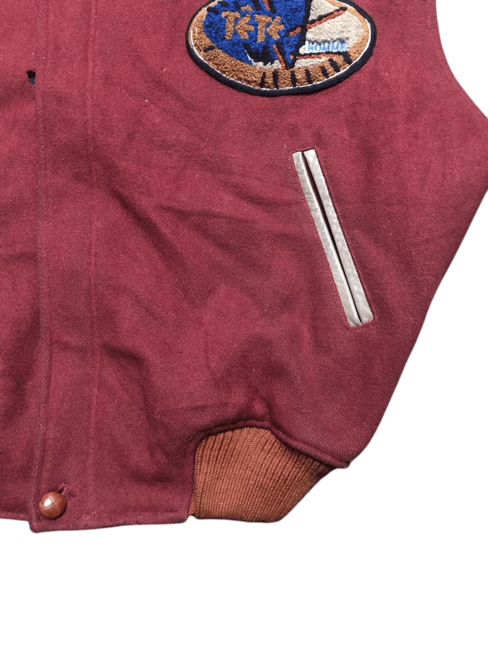 Issey Miyake VINTAGE TETE HOMME KATOH KAZUTAKA VARSITY JACKET DISTRESSED Size US L / EU 52-54 / 3 - 12 Thumbnail