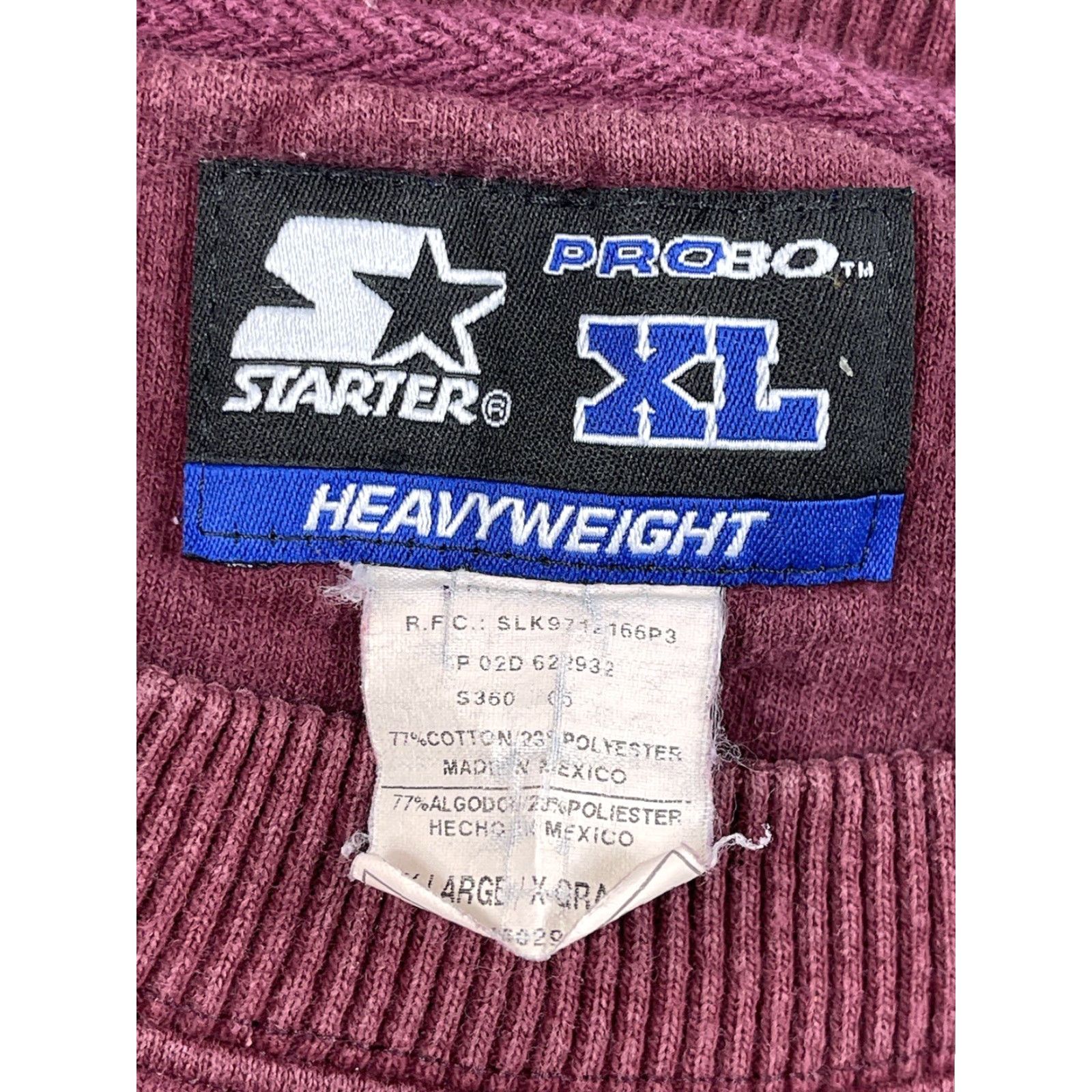 Starter VINTAGE Starter 90s XL Crewneck Sweatshirt Mens Pro80 Heavyweight Maroon Blank Size US XL / EU 56 / 4 - 3 Thumbnail