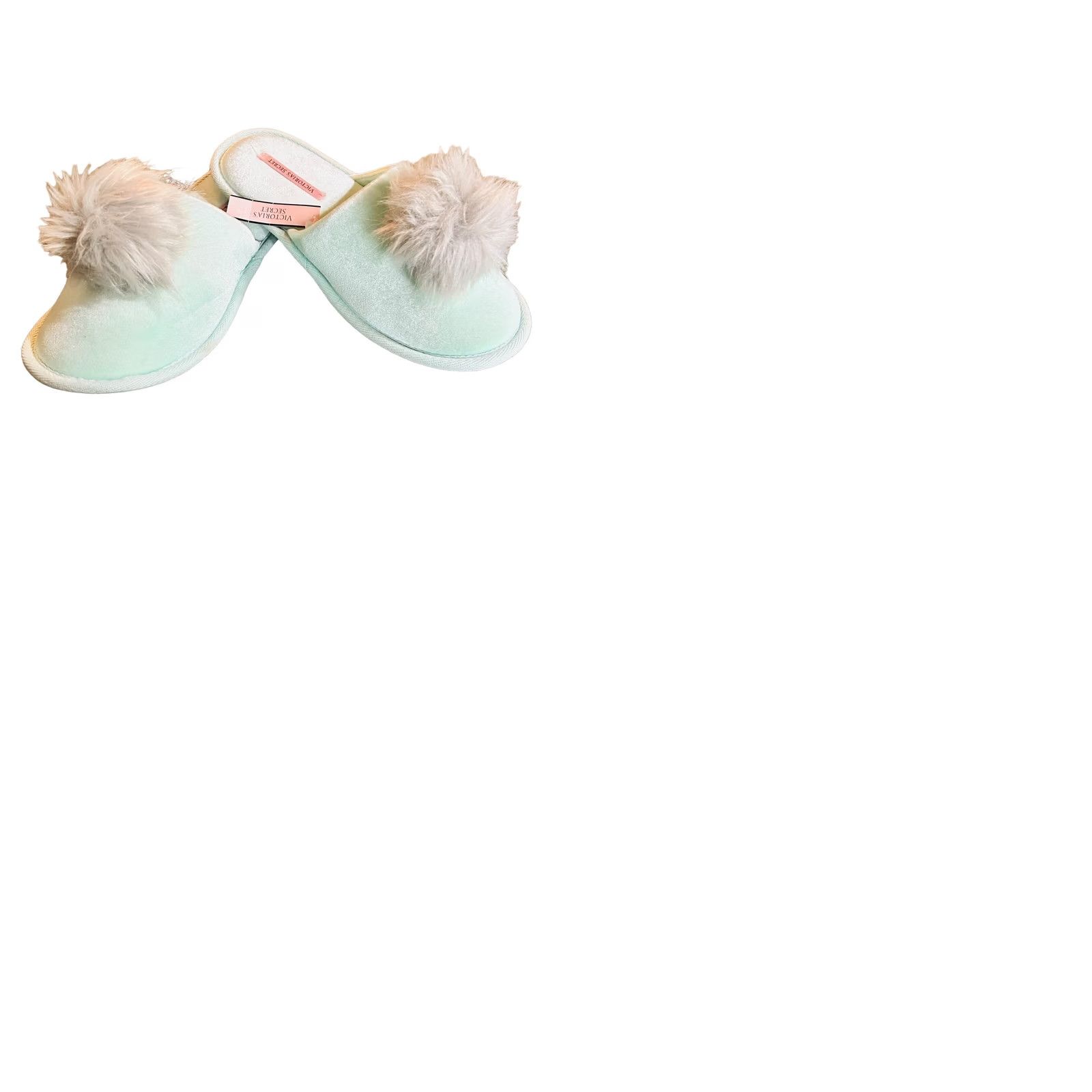 Victoria's Secret Victoria's Secret Slippers Mint Green Women LG 9/10 Gray Faux Fur Pom-Pom NWT Slippers Womens Size ONE SIZE - 11 Thumbnail