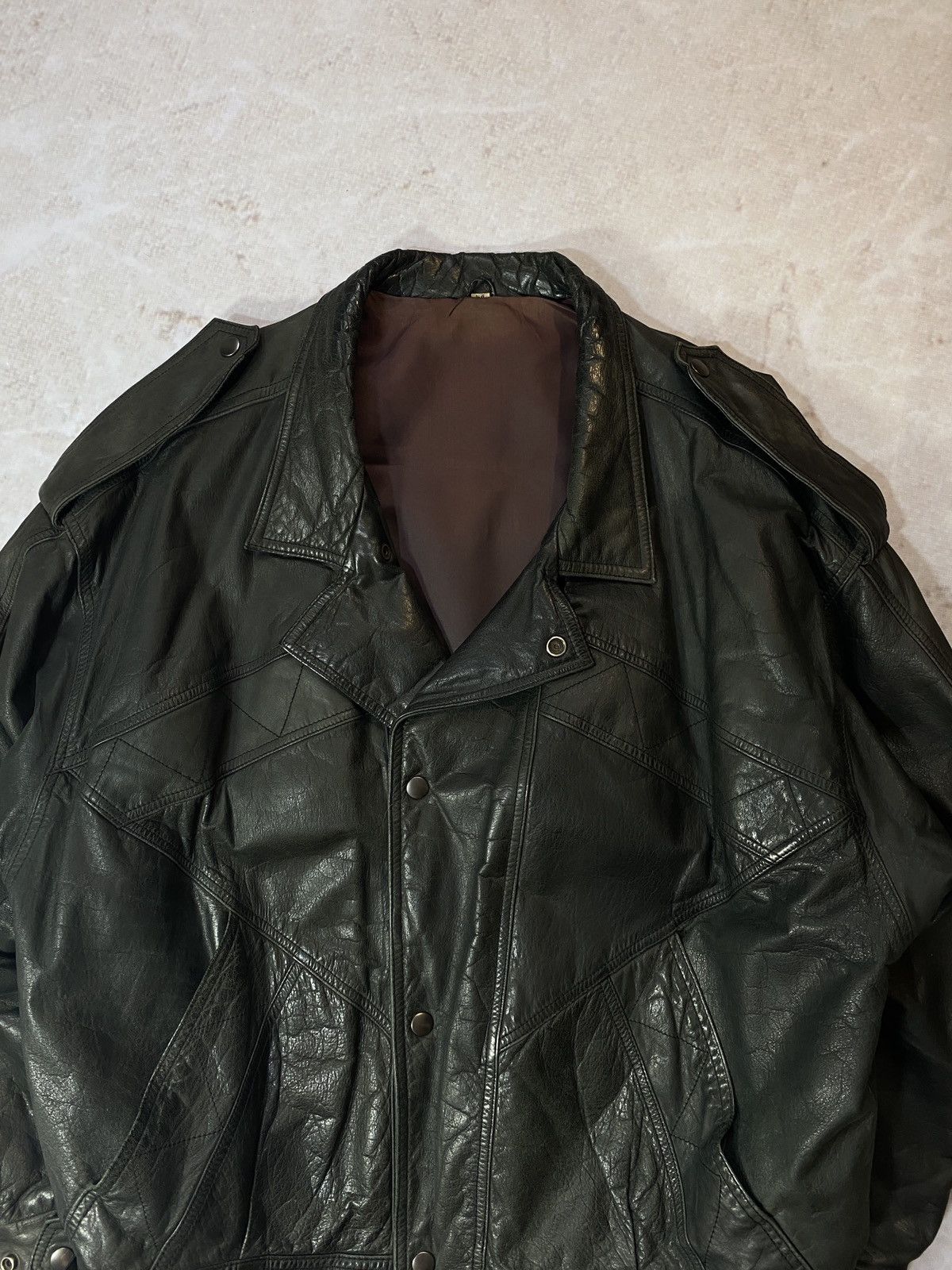 Genuine Leather × Vintage VINTAGE BIKER MOTO BLACK 90s LEATHER JACKET Size US L / EU 52-54 / 3 - 2 Thumbnail