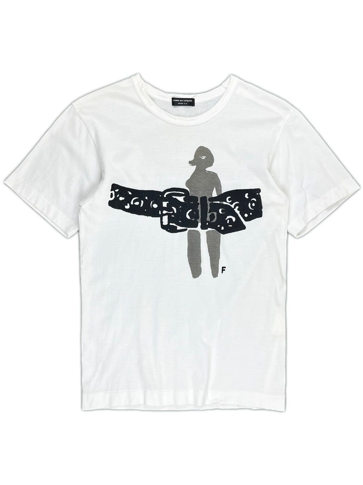 Pre-owned Comme Des Garcons X Comme Des Garcons Homme Plus Ad2000 Comme Des Garcons Homme Plus Belt Tshirt In White