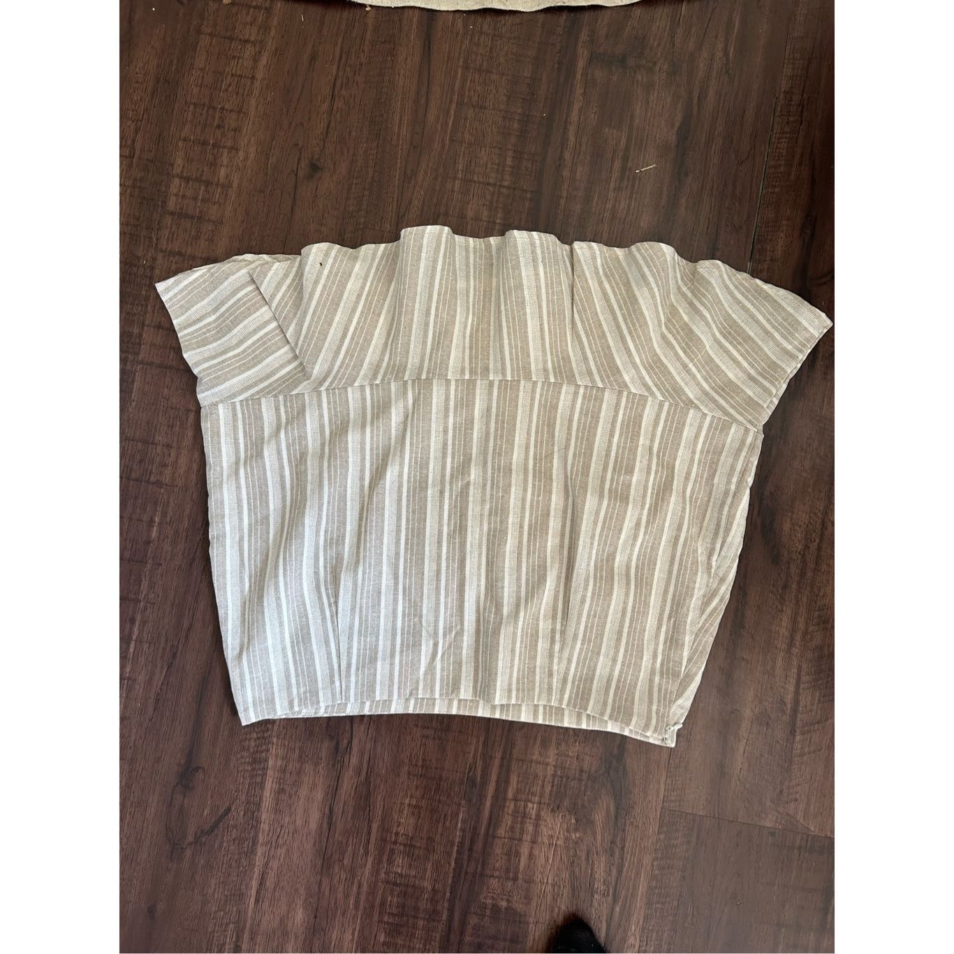 Raw State ALTAR'D STATE White Tan Stripe Ruffle Button Mini Skirt, Siz Size 34" / US 12 / IT 48 - 3 Thumbnail