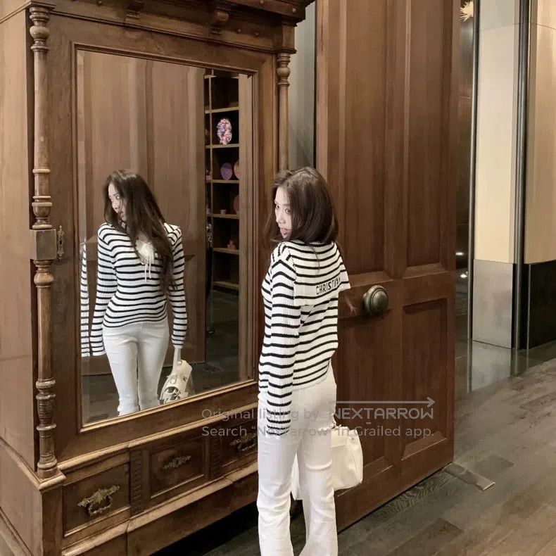Dior Dior SS22 striped cotton cashmere navy collar long sleeves Size XS / US 0-2 / IT 36-38 - 8 Thumbnail
