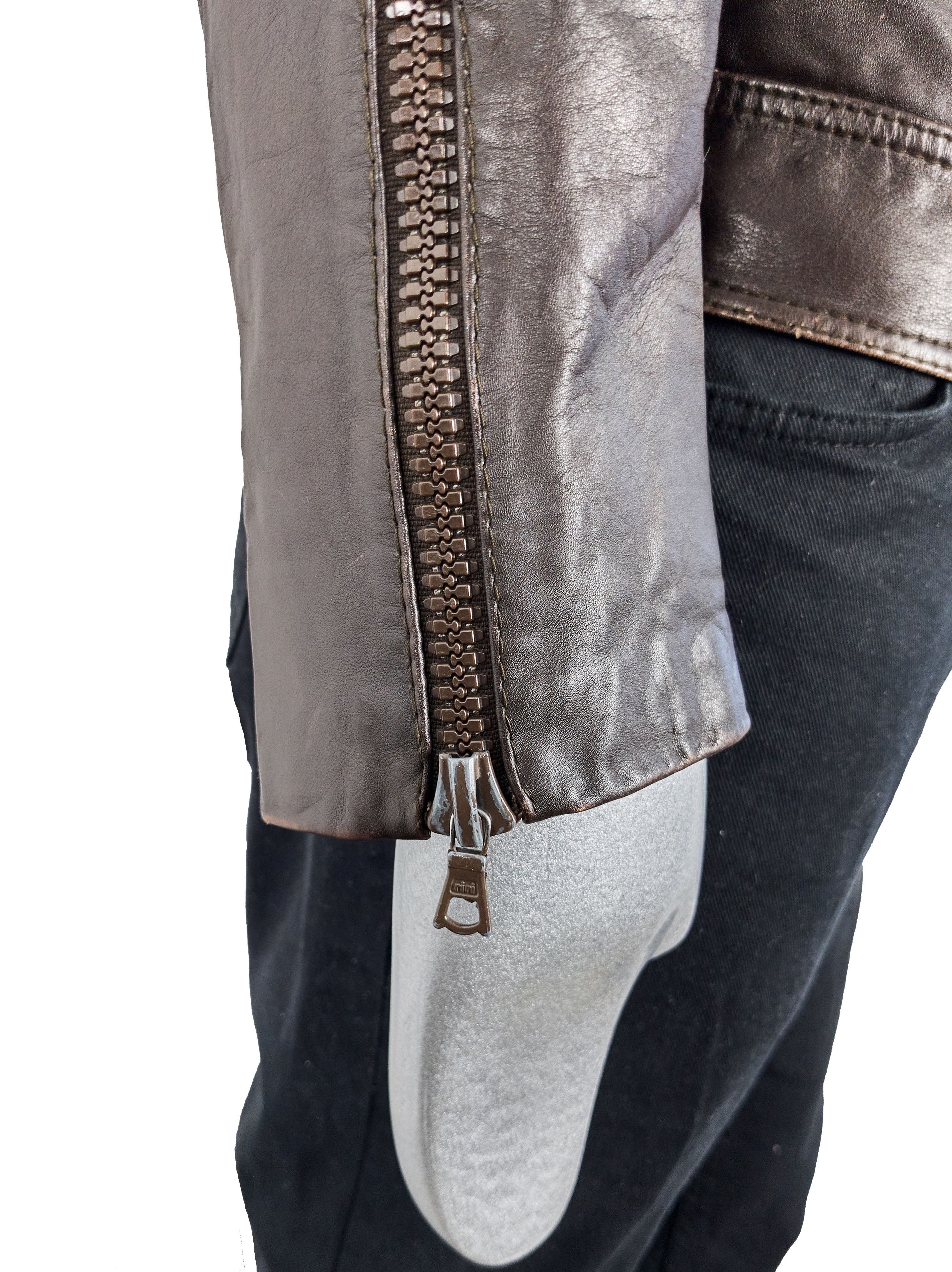 Other Vintage 90s Italian brown leather biker jacket Size US S / EU 44-46 / 1 - 18 Thumbnail