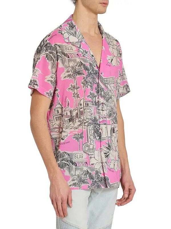 o1s1wg110925 Miami Silk Blend Camp Shirt in Multicolor