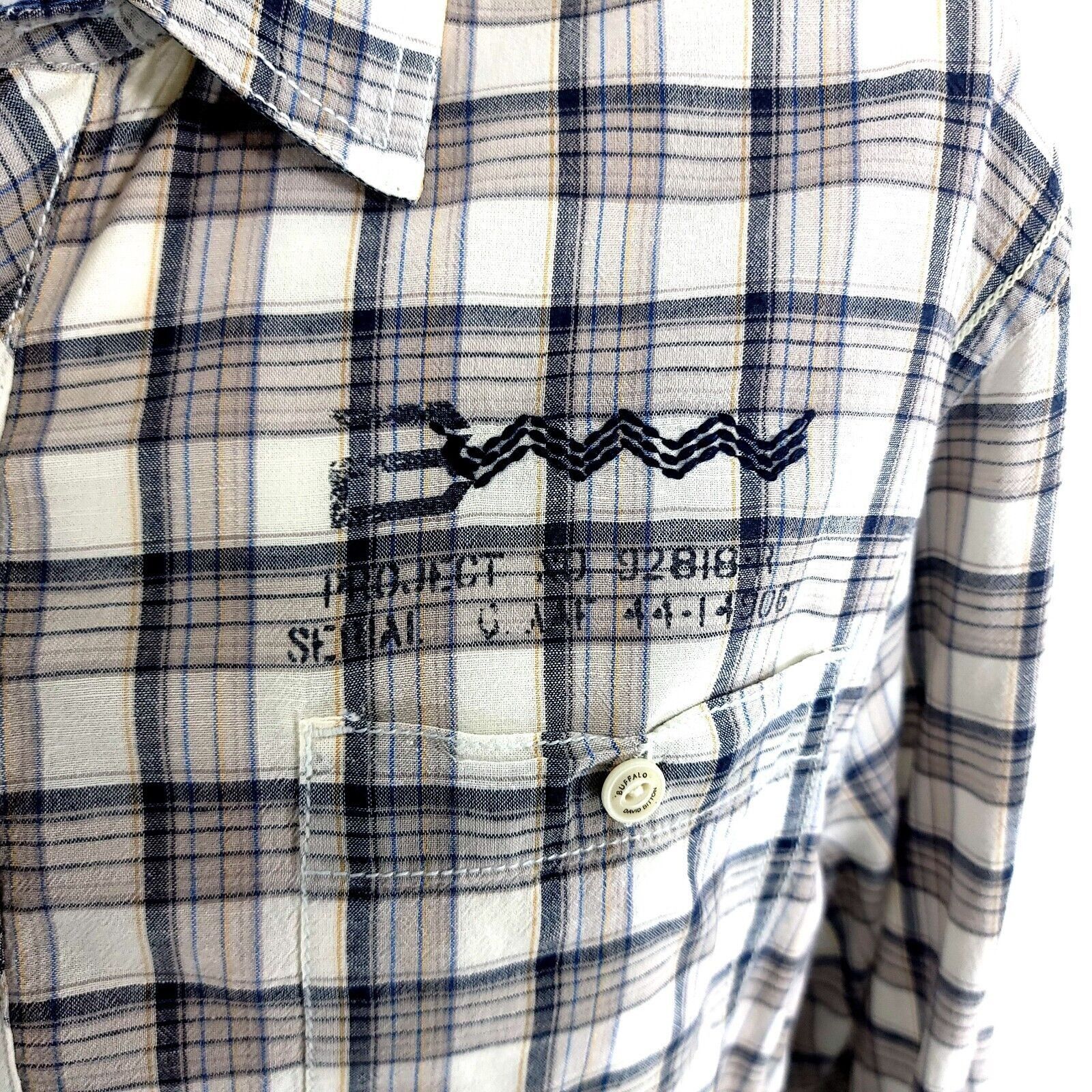 Buffalo David Bitton Buffalo David Bitton XL Tan Blue Plaid Slip Cuff Pocket Dres Size US XL / EU 56 / 4 - 3 Thumbnail