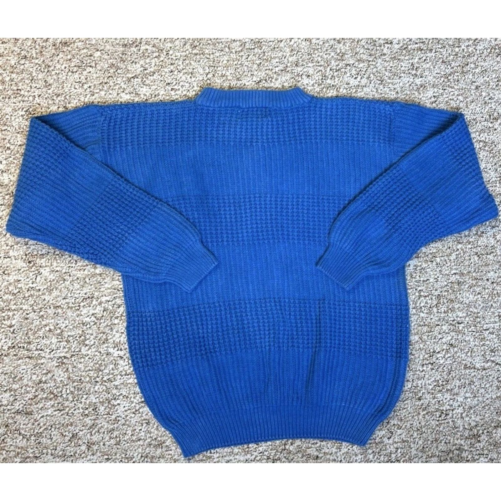 Vintage VINTAGE Aka Bay Thick Knit Blue Pullover Sweater 100% Cotton • Size Medium Men Regular Crew Neck Long Sleeve Knit Pullover 90s Size US M / EU 48-50 / 2 - 6 Thumbnail