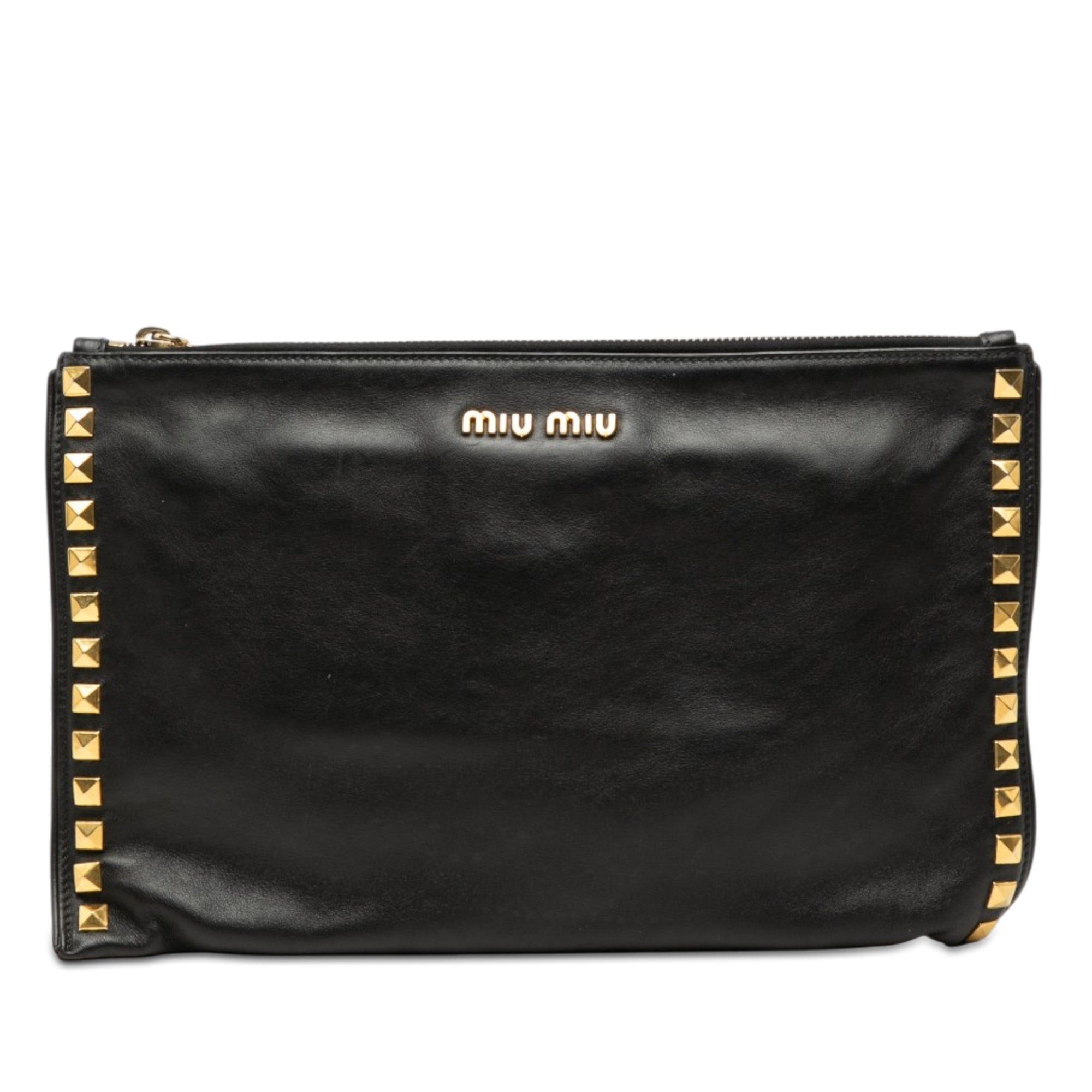 Miu Miu Studded Leather Zip Clutch Size ONE SIZE - 1 Thumbnail