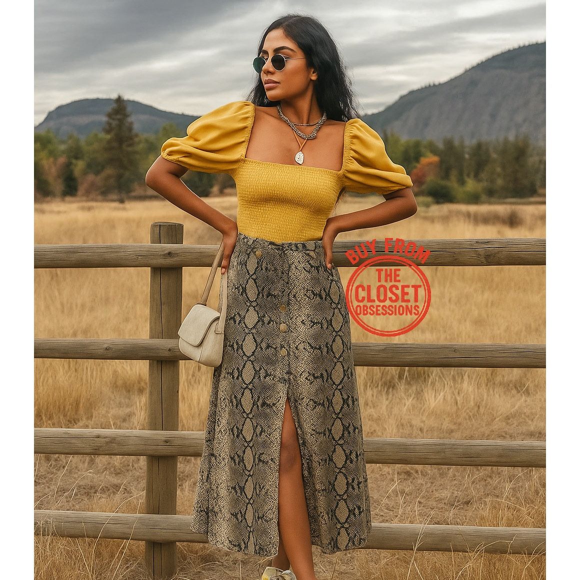 Zara ZARA Snakeskin Print Midi Skirt NWT Size 30" / US 8 / IT 44 - 6 Thumbnail