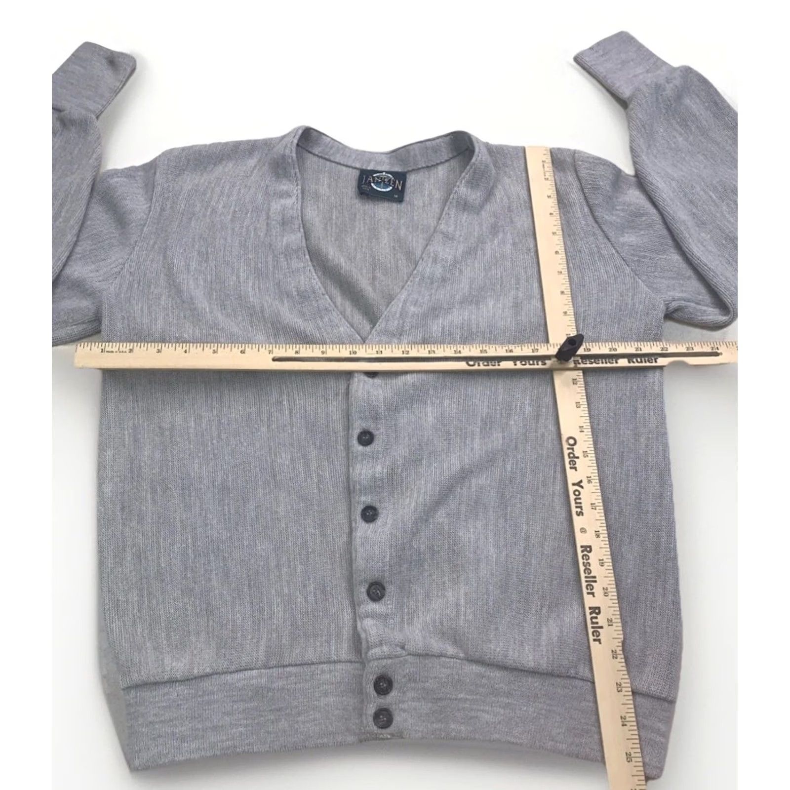 Jantzen VINTAGE Jantzen Cardigan Mens Knit C-Neck Gray 90s USA Made Medium M Size Regular Long Sleeve Size US M / EU 48-50 / 2 - 4 Thumbnail