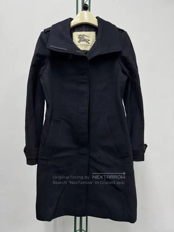 Burberry Women's Long Wool Coat in Black.
