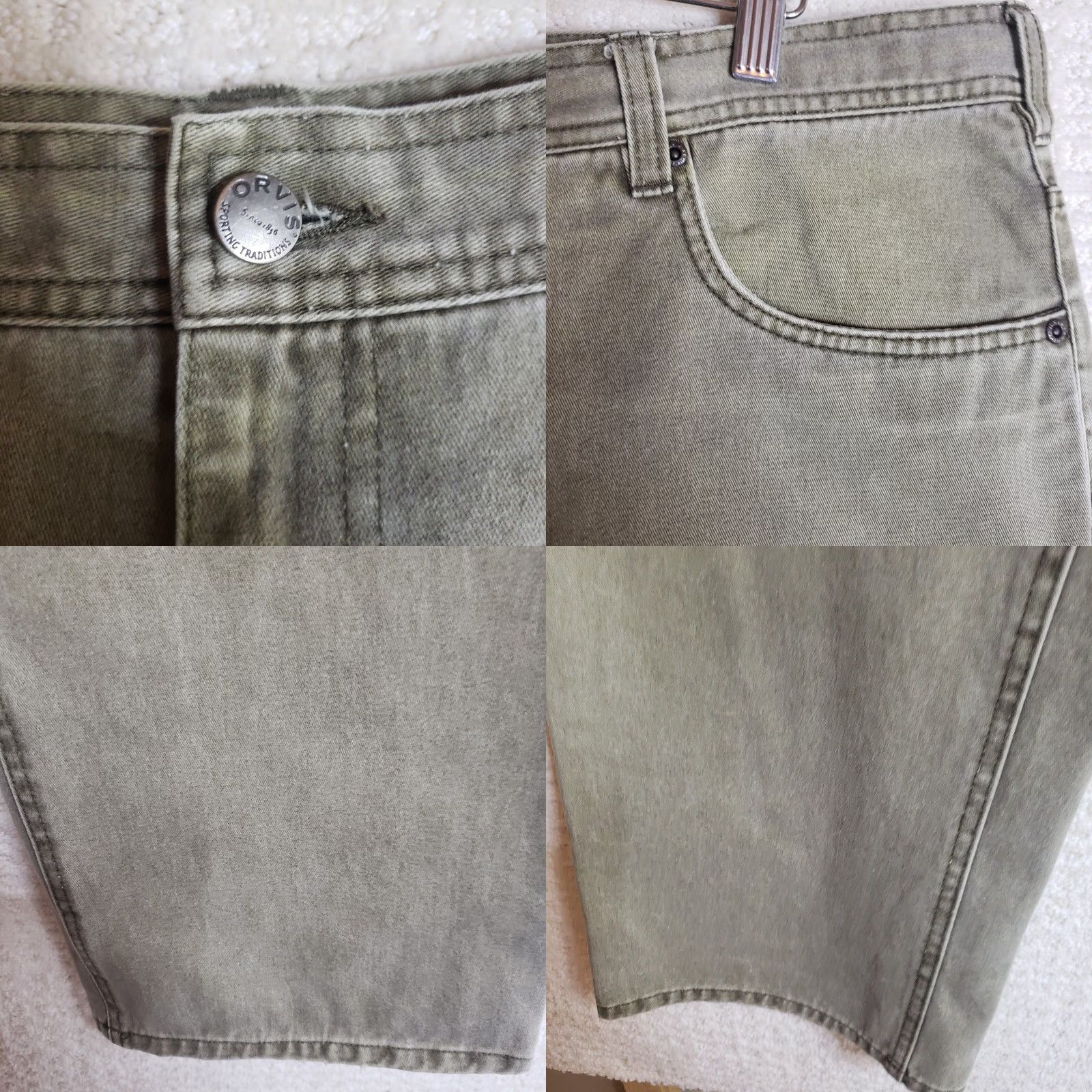 Orvis Orvis Pants Men 40x31 Olive Green 5-Pocket Leather Trim Denim Pants Jeans Straight Leg Size US 40 / EU 56 - 8 Thumbnail
