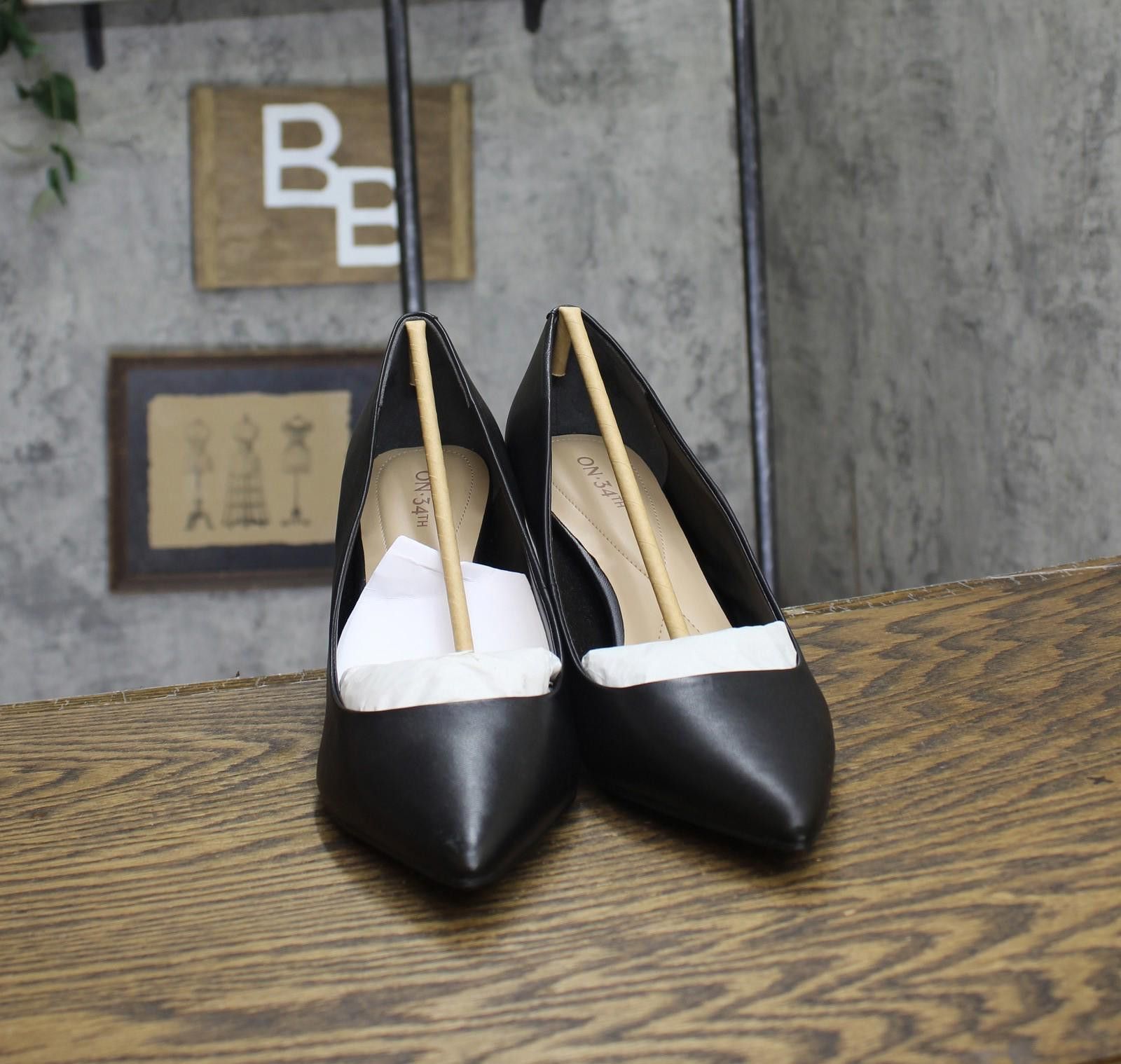 Other Nwt On 34th Slip On Heels 10018690100 Black Leather 10m Size US 10 / IT 40 - 1 Thumbnail