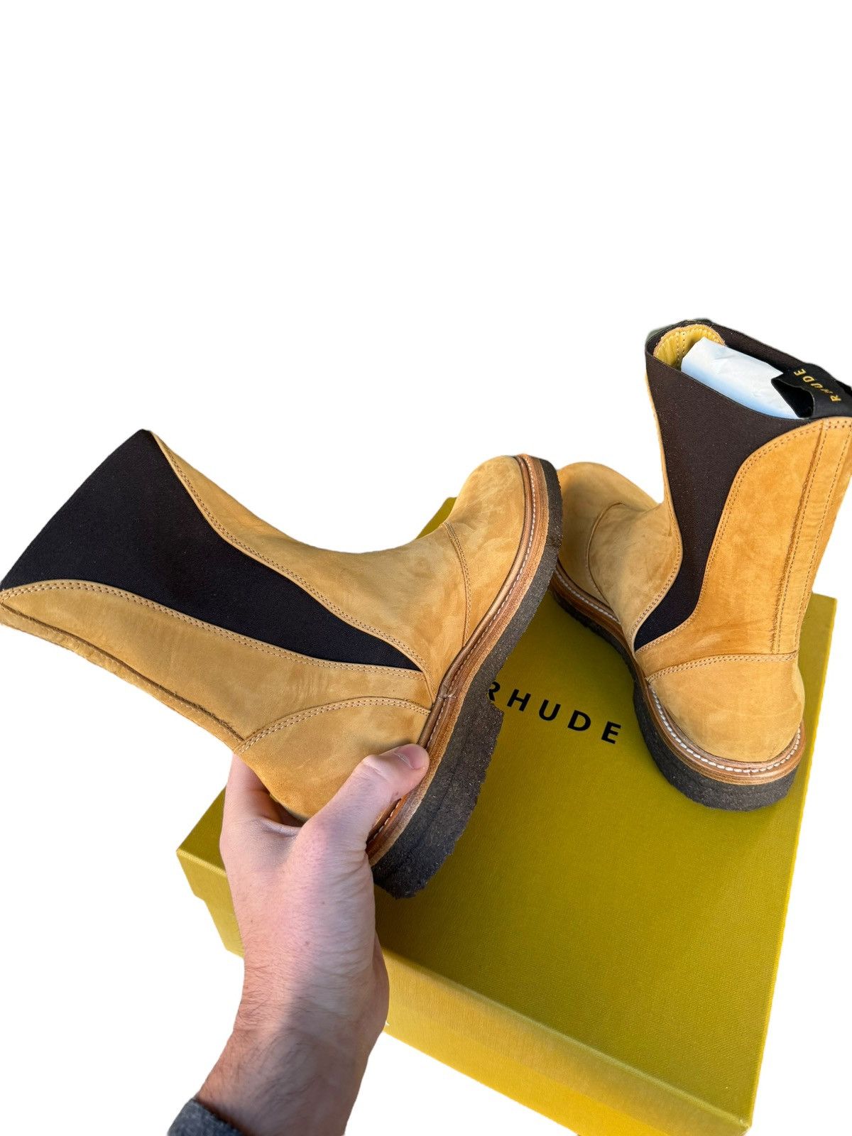 Rhude Unreleased 2020 Tan Mid Chelsea Suede Boot Size US 9 / EU 42 - 10 Thumbnail
