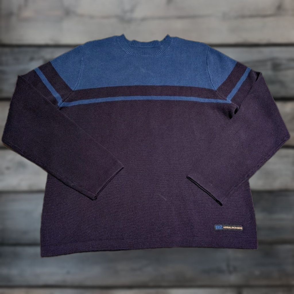 Abercrombie & Fitch VINTAGE Abercrombie & Fitch 90s Heavyweight Striped Sweater Men’s L Blue Pullover Grunge Size US L / EU 52-54 / 3 - 1 Thumbnail