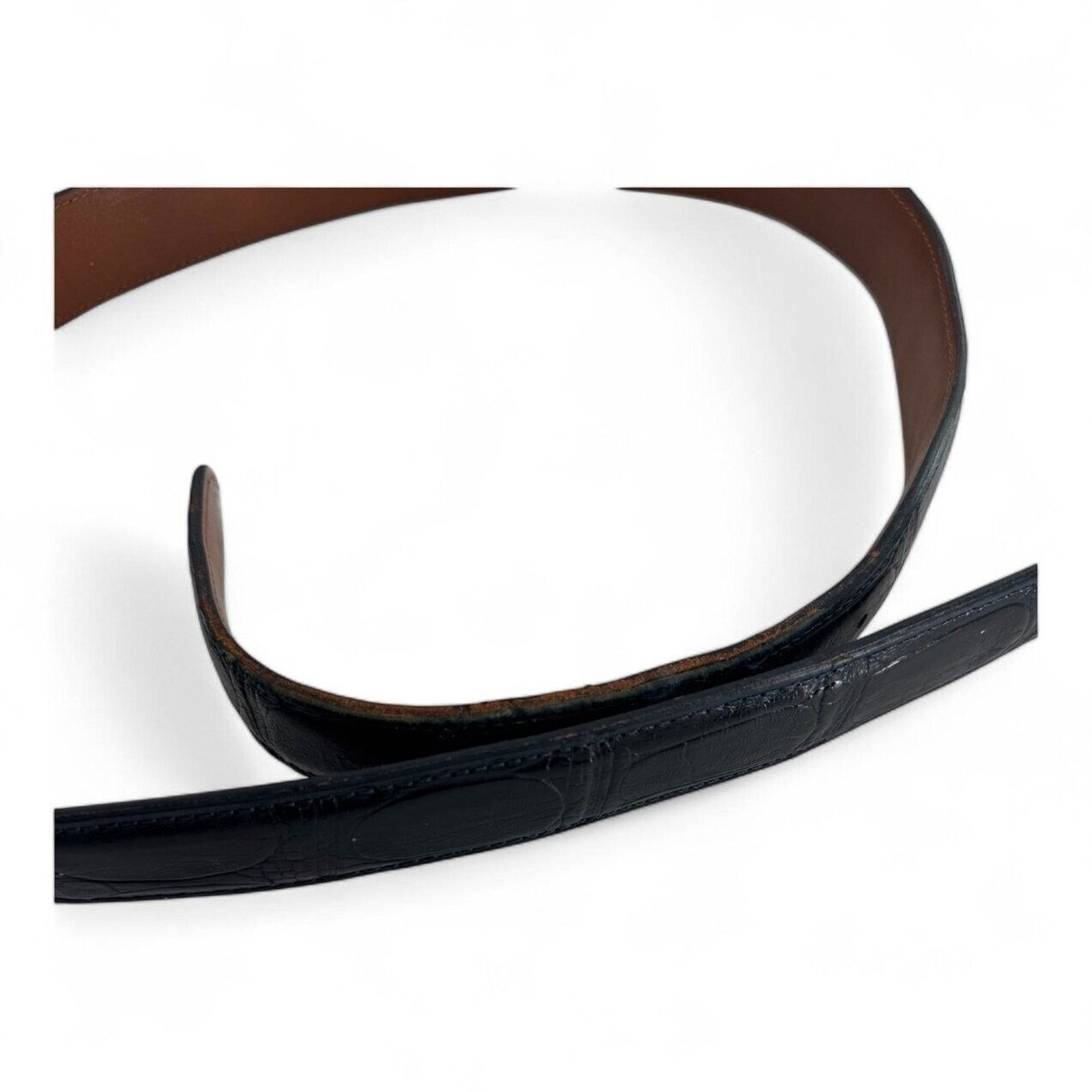 Sterling Silver JW Cooper .925 Sterling Lapis Inlay Blue Alligator Skin Belt Size 46 - 3 Thumbnail