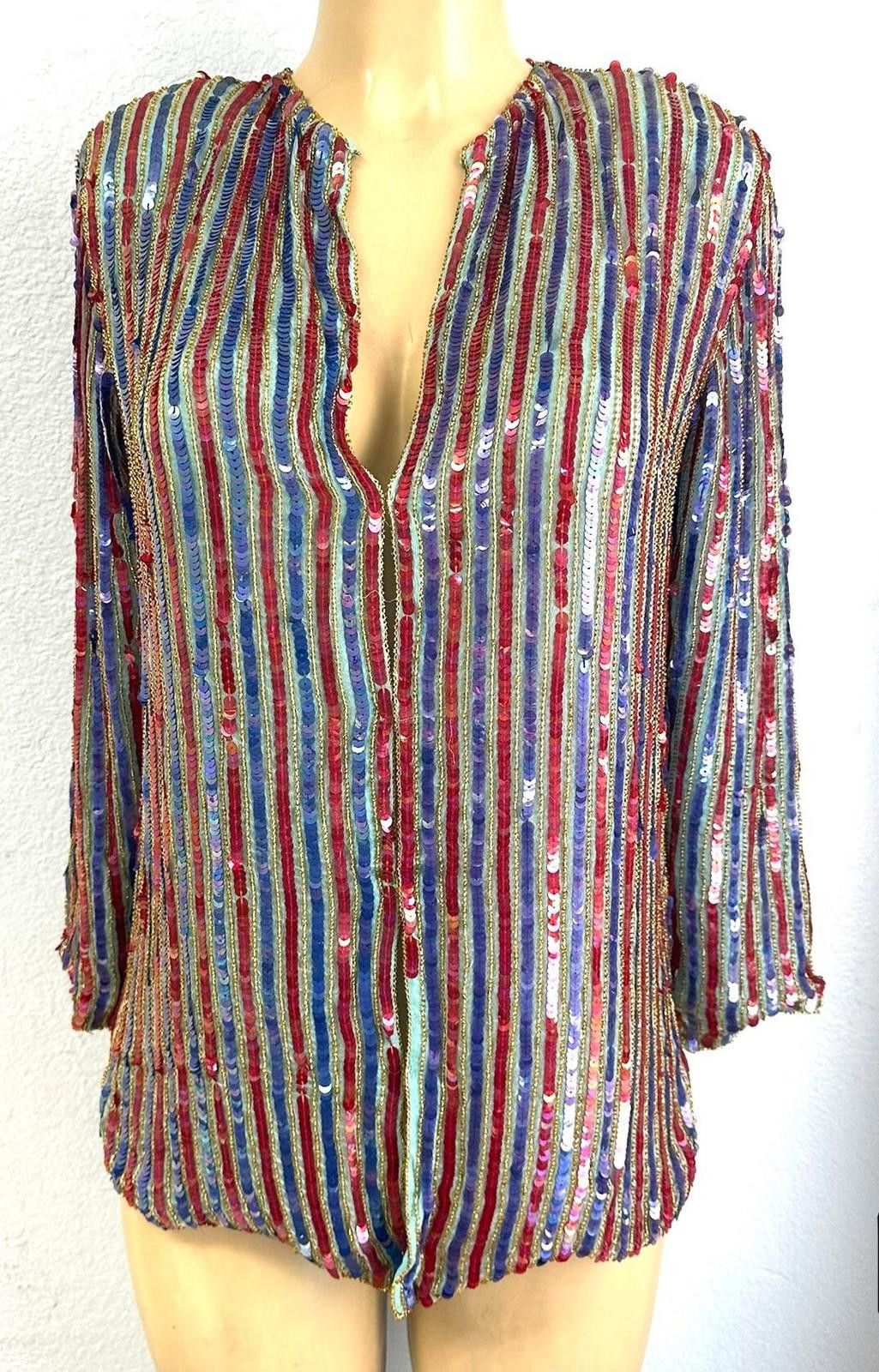 Designer Sequin Blouse Multicolor size M only Size M / US 6-8 / IT 42-44 - 1 Thumbnail