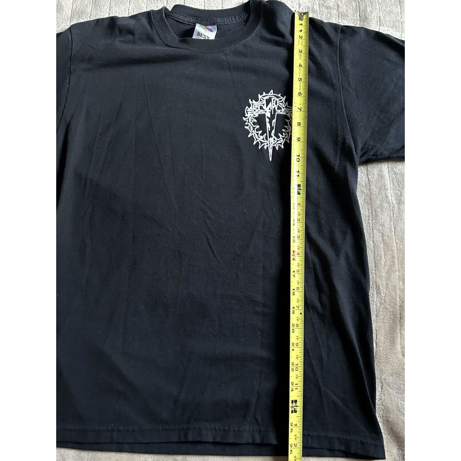 Fruit Of The Loom Jesus Motorcycle T Shirt Men M Black Cotton Blend Regular Short Sleeve Faith Biker 90s California Heart Religion Brand Fruit Of The Loom Size US M / EU 48-50 / 2 - 5 Thumbnail