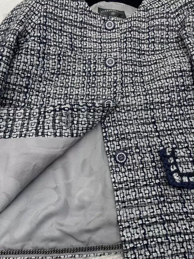 Chanel Chanel Cruise Series Silver Grey Blue Braided Jacket Size S / US 4 / IT 40 - 4 Thumbnail