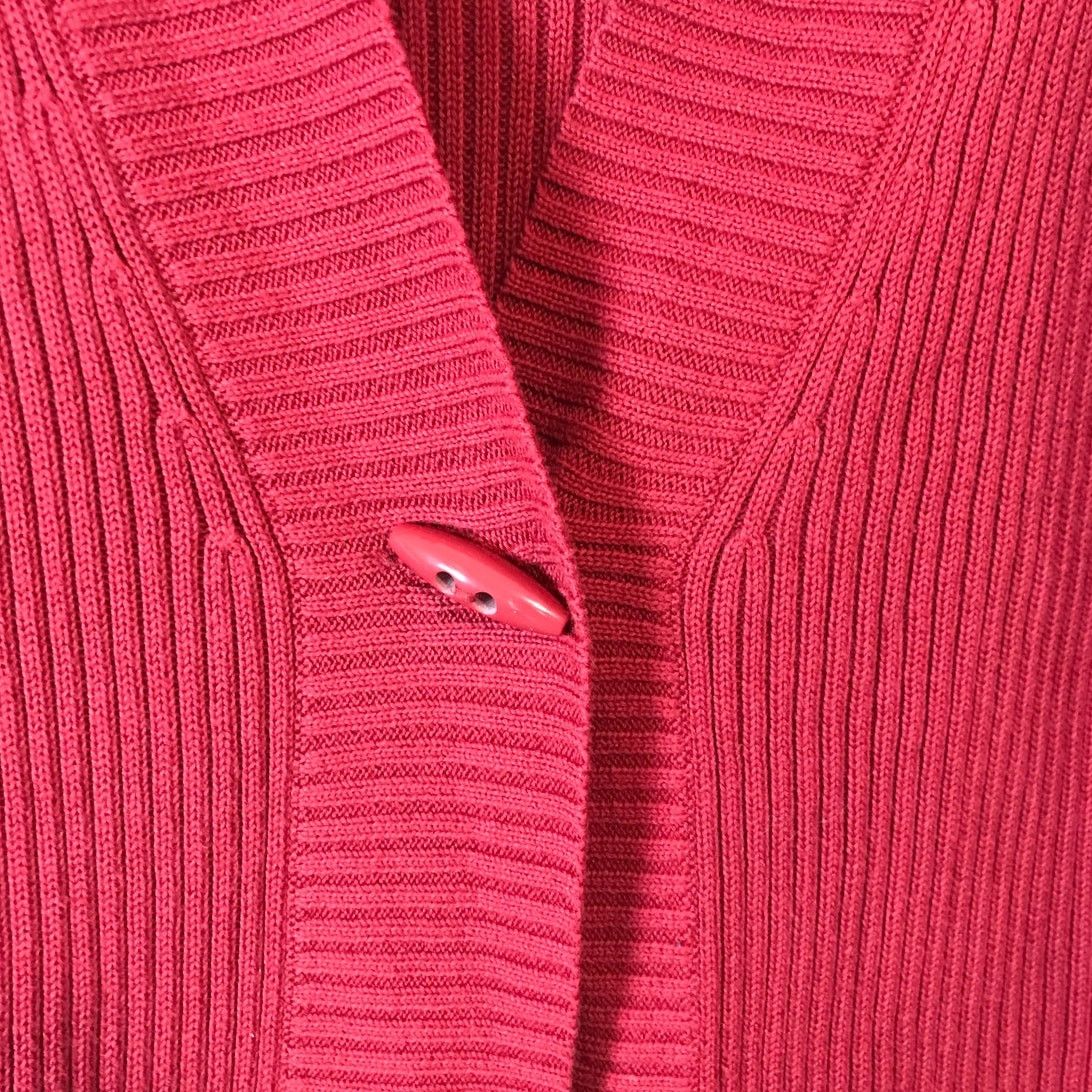 Avenue Avenue Red V-Neck Long Sleeve Cardigan Sweater 18/20 Size XXL / US 16-18 / IT 52-54 - 6 Thumbnail