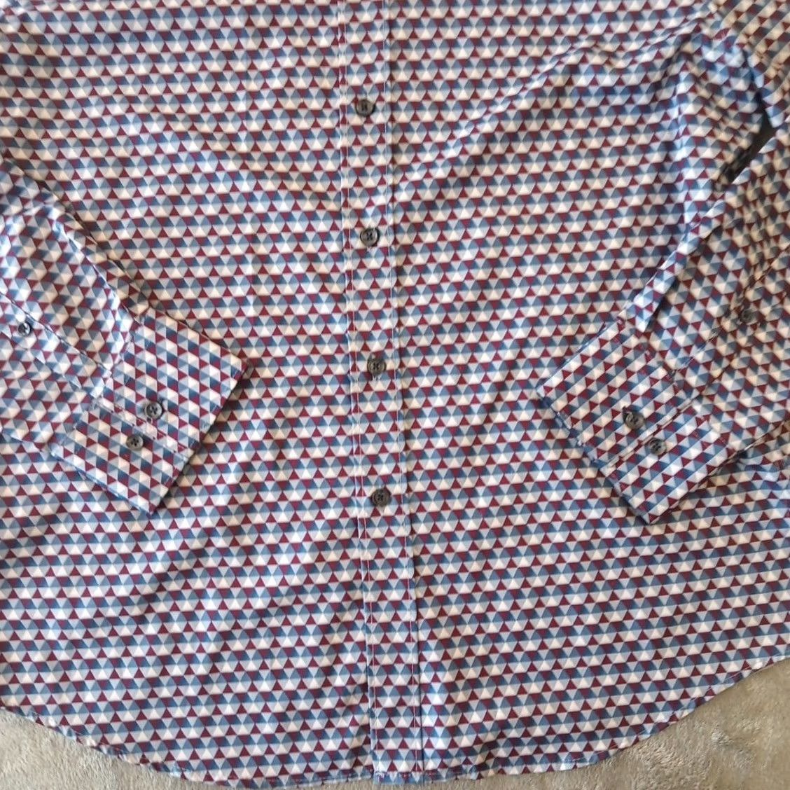 Vintage Con Struct Shirt Mens Large Slim Fit Blue Purple Geometric Long Sleeve Button Up Size US L / EU 52-54 / 3 - 4 Thumbnail