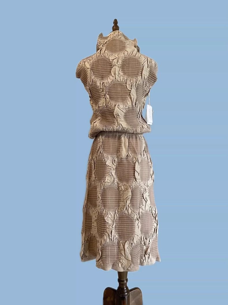 Issey Miyake Issey Miyake size:3 Brown silk crinkled dress Size S / US 4 / IT 40 - 2 Thumbnail