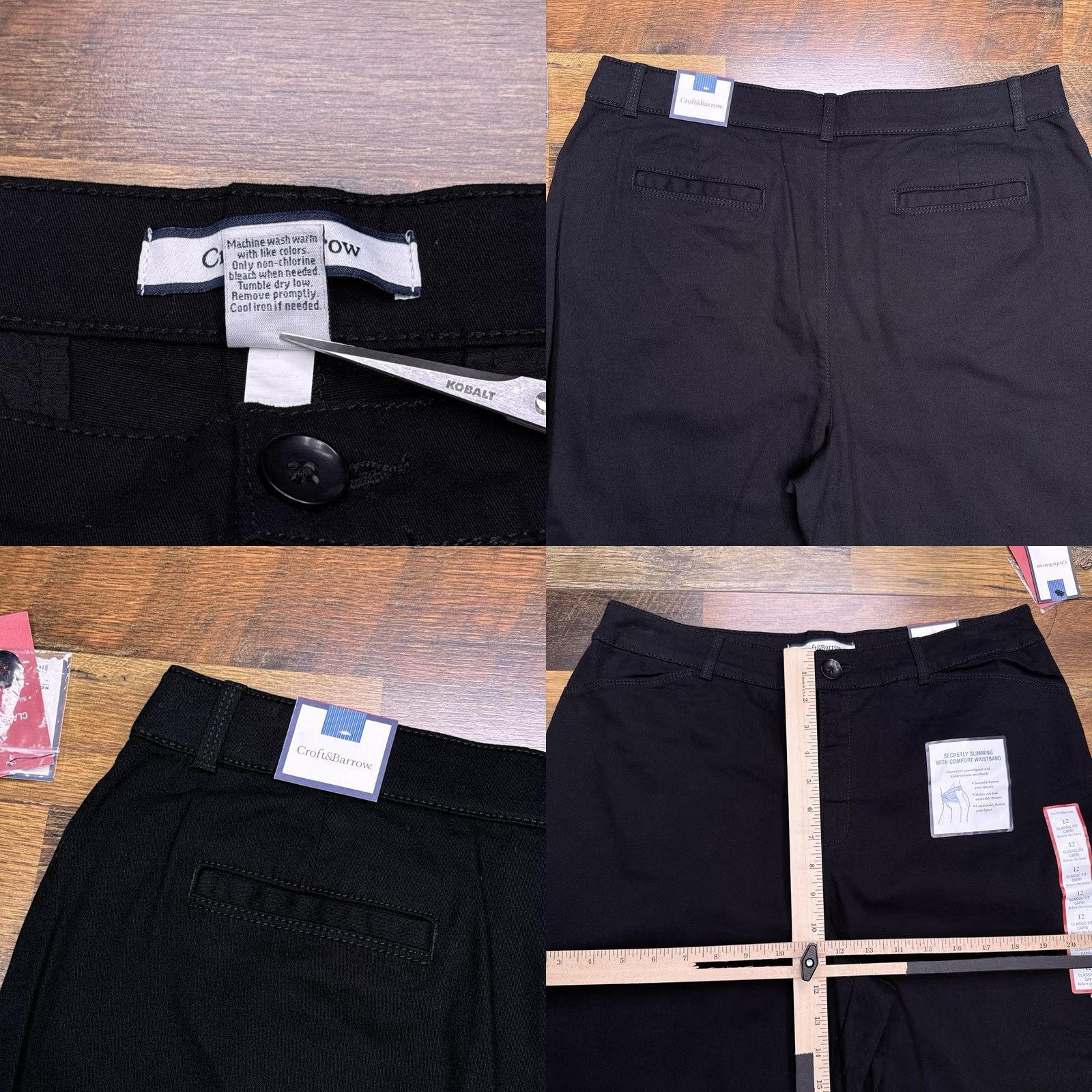 Croft & Barrow Croft & Barrow Capri Pants Womens 12 Classic Fit Black Stretch Twill Straight Leg Casual Size 34" / US 12 / IT 48 - 8 Thumbnail