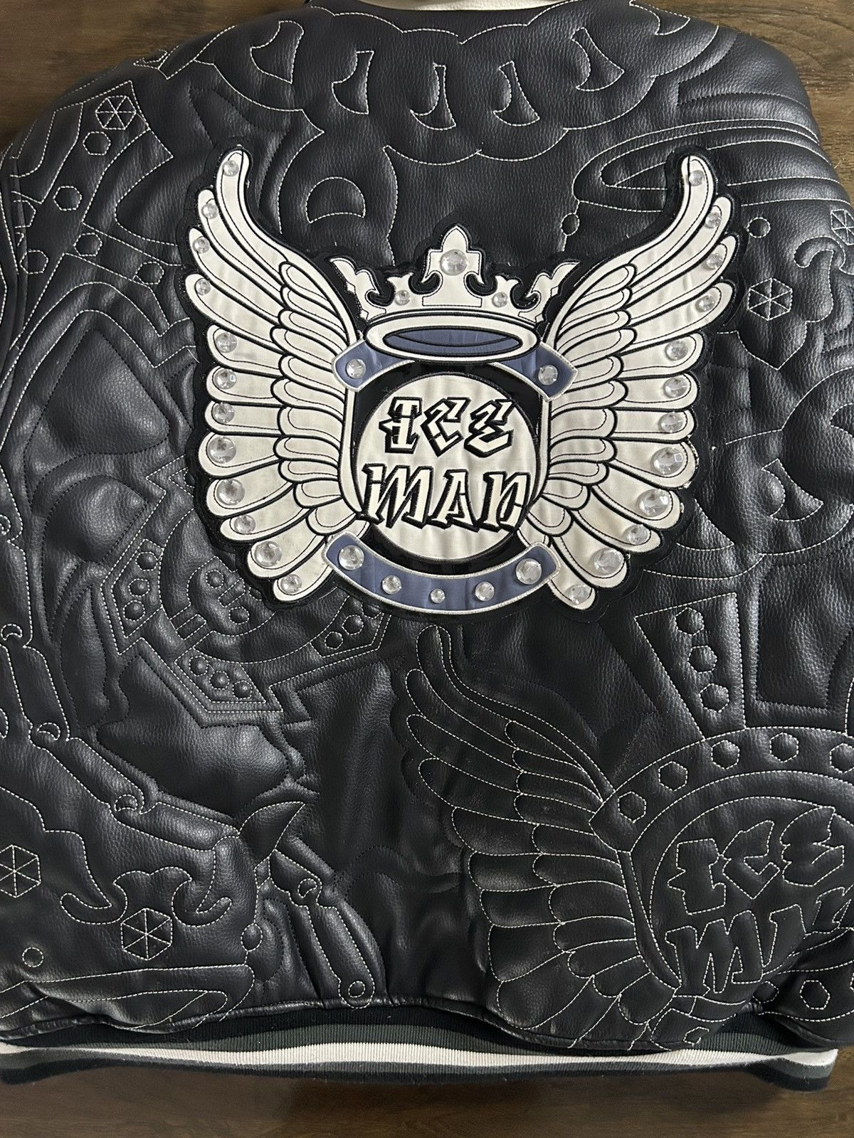 Other Y2K Raw Blue leather jacket “Ice Man” XL Size US XXL / EU 58 / 5 - 6 Thumbnail