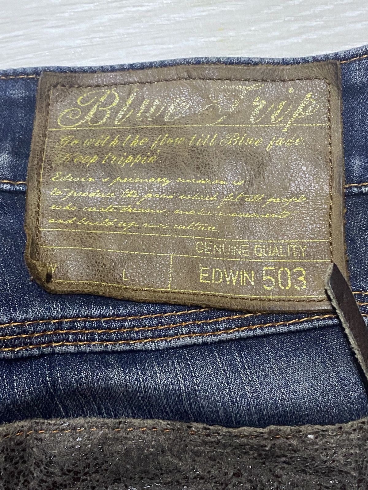Junya Watanabe Vintage Edwin 503 Blue Trip Whisker Little Bootcut Jeans Size US 33 - 13 Thumbnail