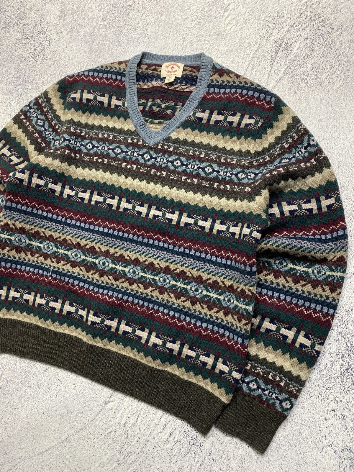 Brooks Brothers × Vintage Vintage Brooks Brothers V Neck Merino Wool Knit Sweater Size US M / EU 48-50 / 2 - 3 Thumbnail