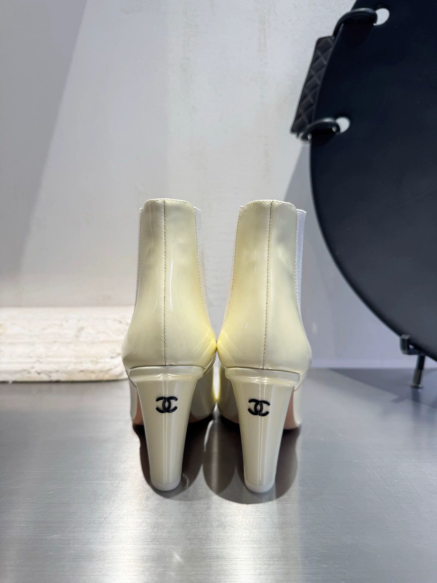 Chanel Chanel ivory heeled ankle boots 36 minor stains Size US 5.5 / IT 35.5 - 3 Thumbnail